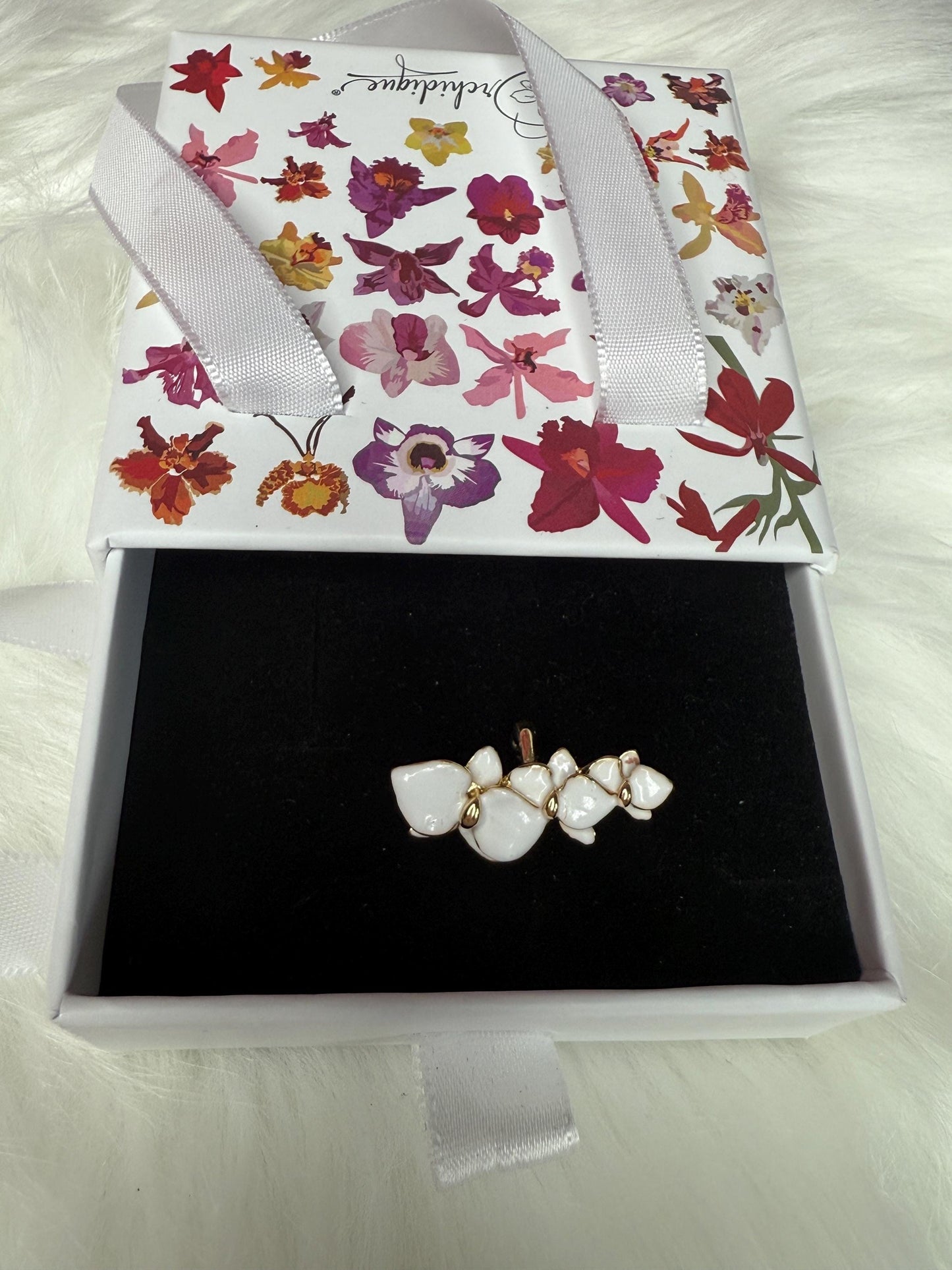 Phalaenopsis Orchid Ear Cuff • French Cuff Style • No Piercing Needed • White Minimalist Jewelry- Copper Gold Plated