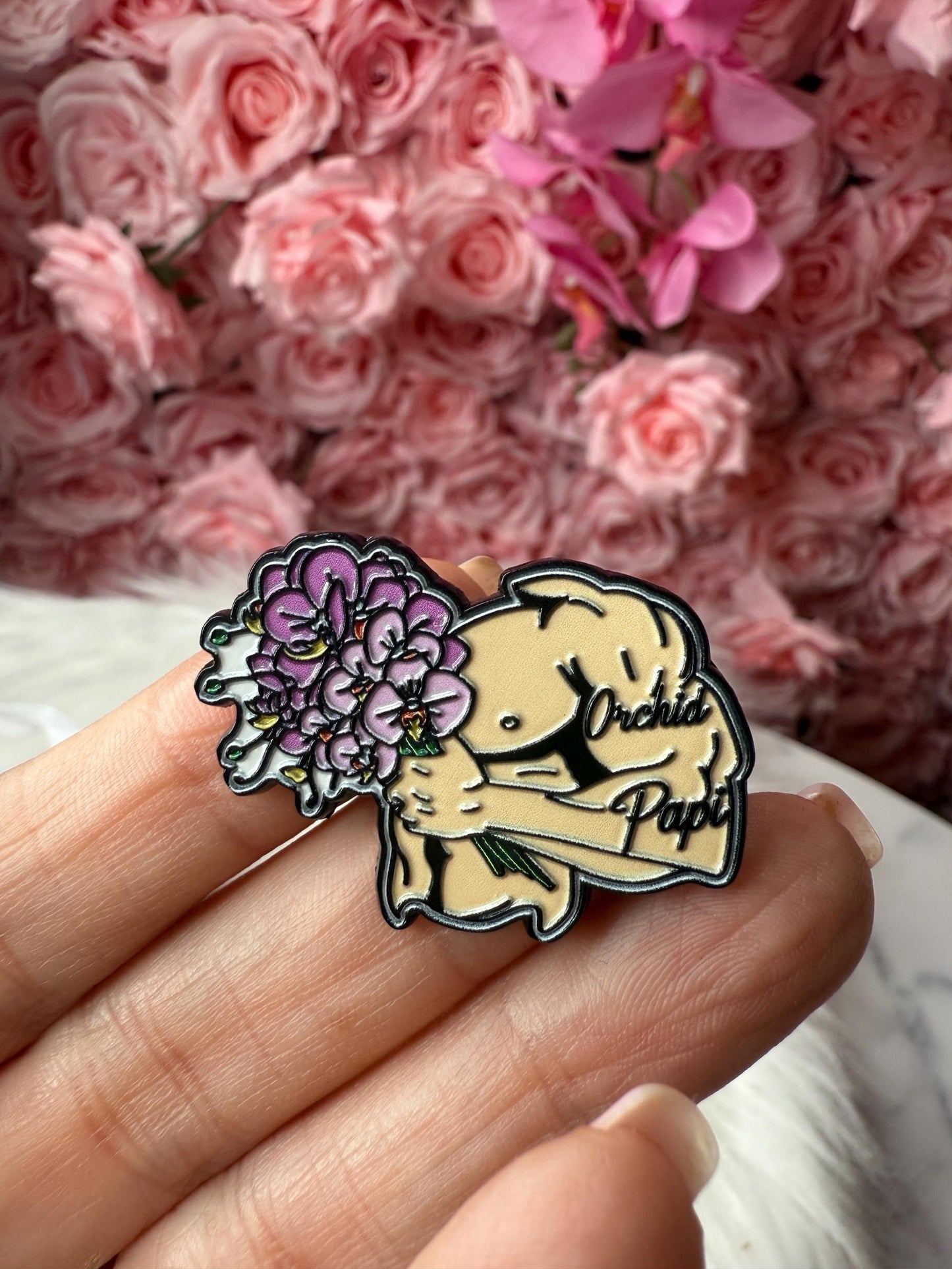 Orchid Muscle Man Papi Pin - Orchid Papi Pin Brooch