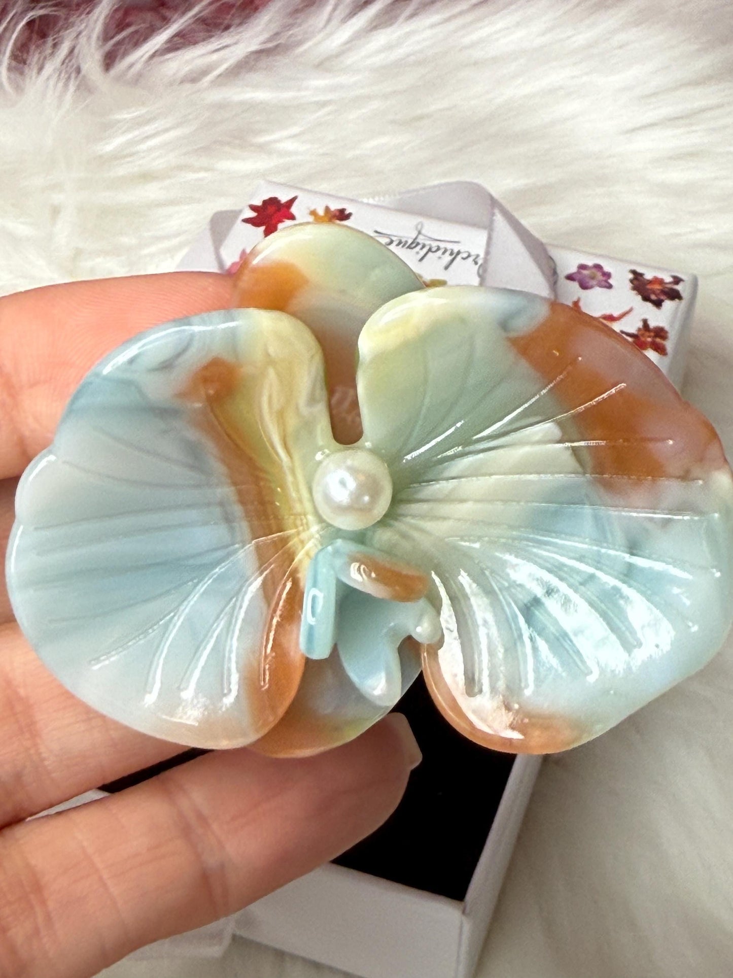 Orchid Hair Barrette • Colorful Blues Orchid Hair Clip • Wedding Hair Piece • Tropical Acetate Clip • Joyeria de Orquídeas