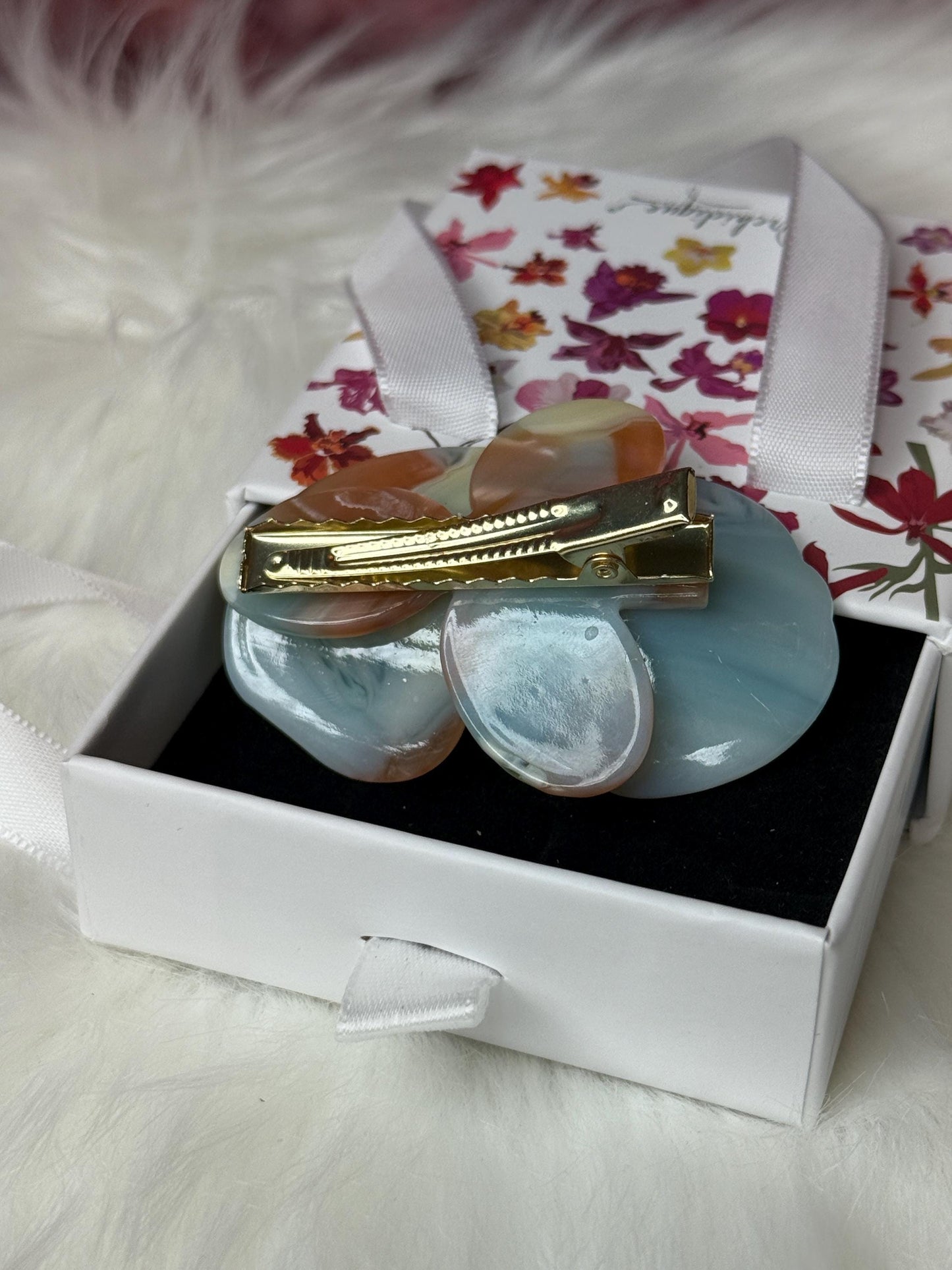 Orchid Hair Barrette • Colorful Blues Orchid Hair Clip • Wedding Hair Piece • Tropical Acetate Clip • Joyeria de Orquídeas