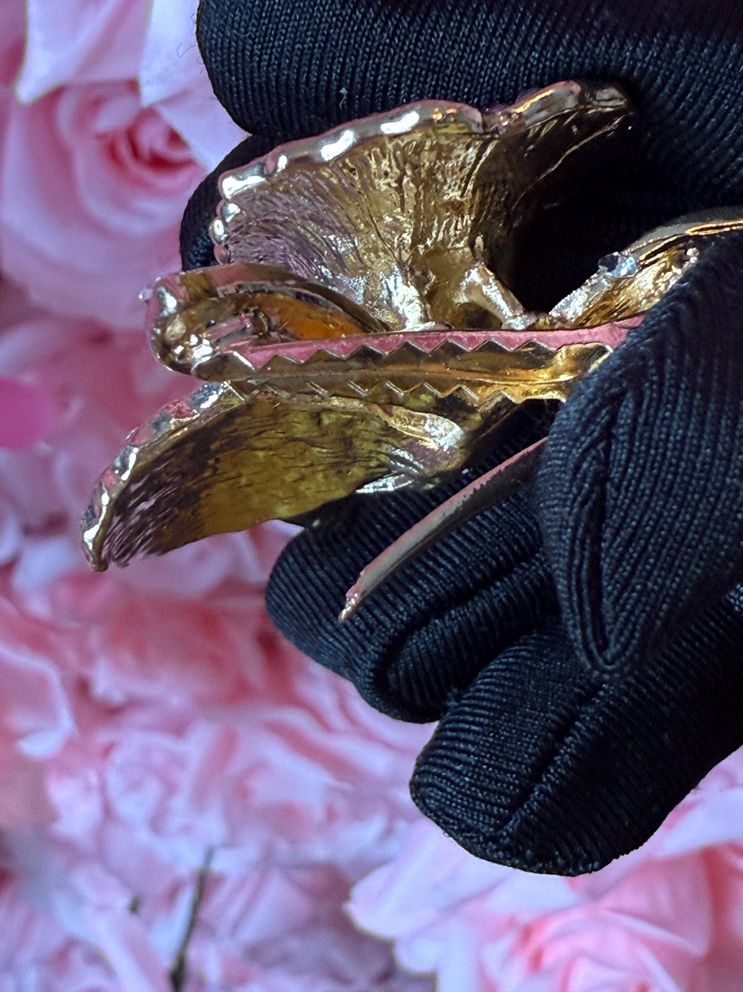 Orchid Hair Clip with Rhinestones