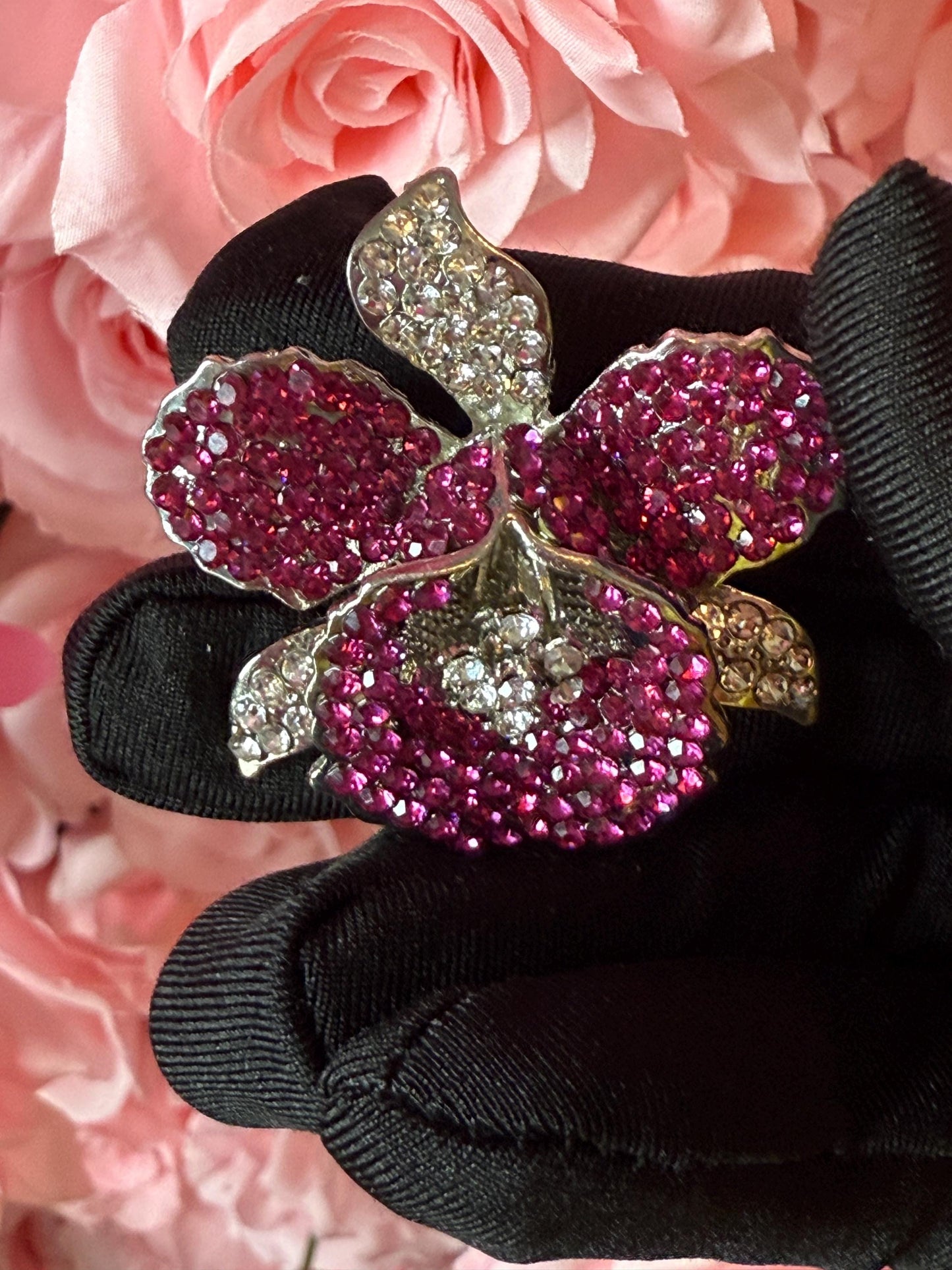 Orchid Hair Clip with Rhinestones