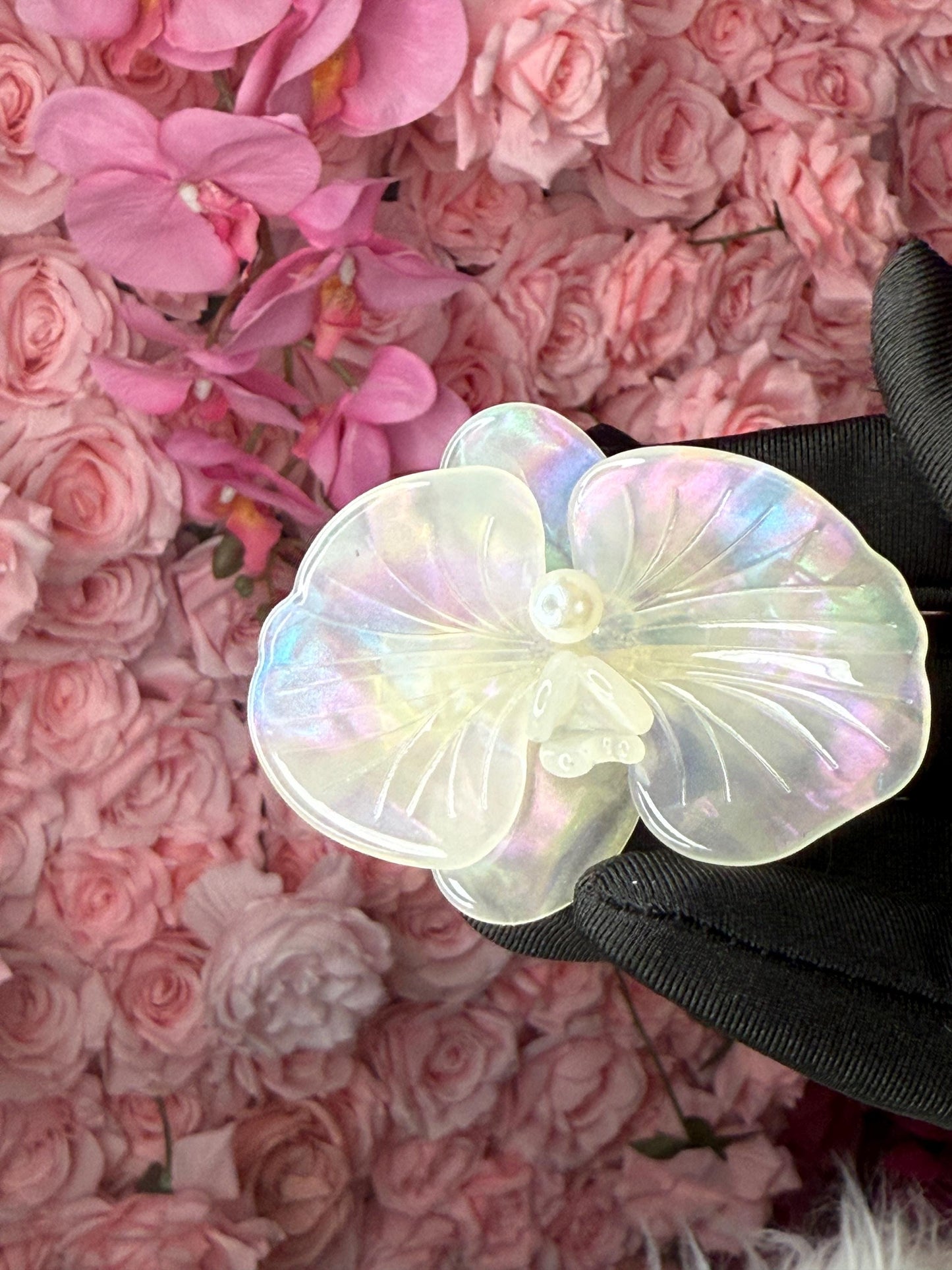 Orchid Hair Barrette • Clear Lavendar Iridescence Orchid Hair Clip • Wedding Hair Piece • Tropical Clip • Joyeria de Orquídeas
