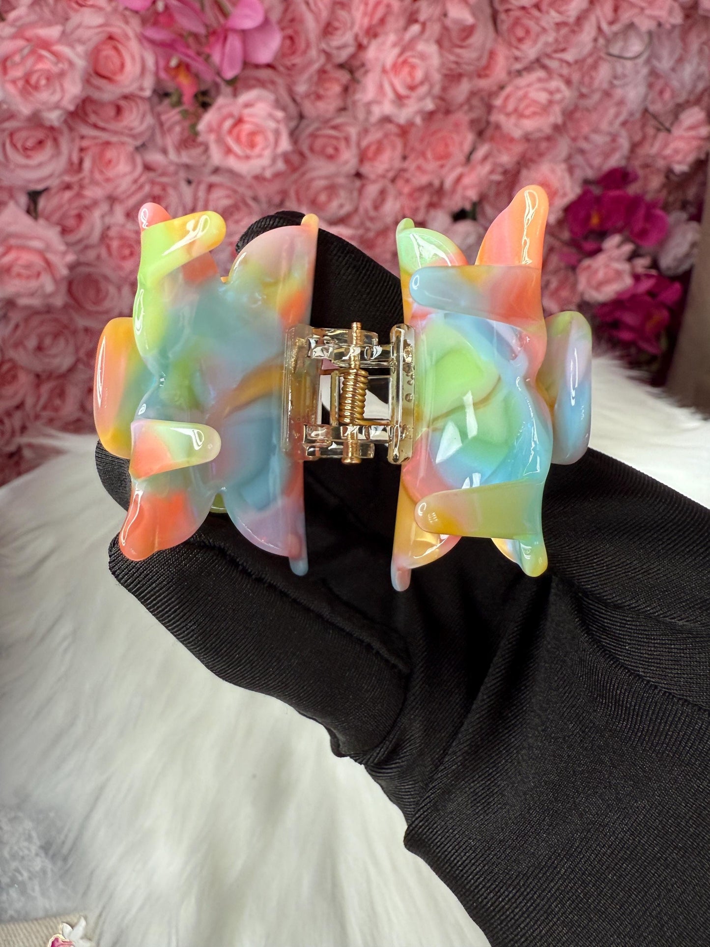 Colorful Mini Orchid Hair Claw Clip: Flower Hair Accessory