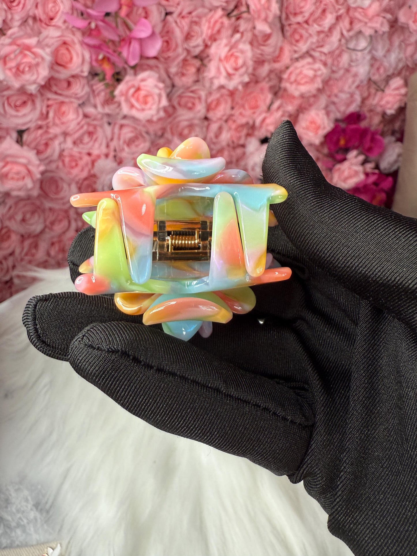 Colorful Mini Orchid Hair Claw Clip: Flower Hair Accessory