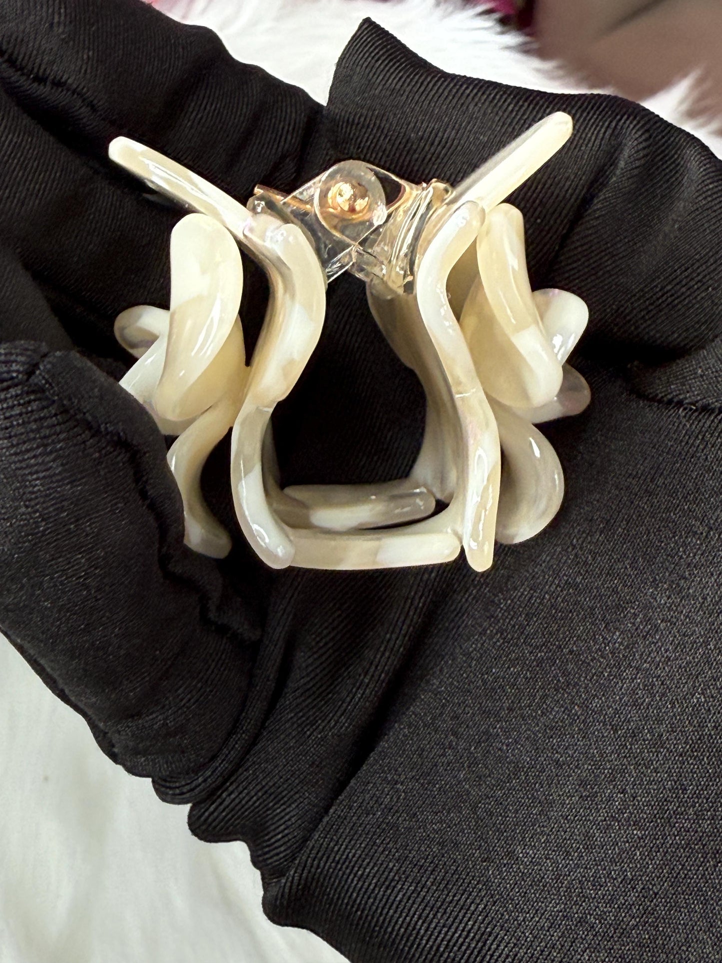 Pearl White Mini Orchid Hair Claw Clip: Flower Hair Accessory