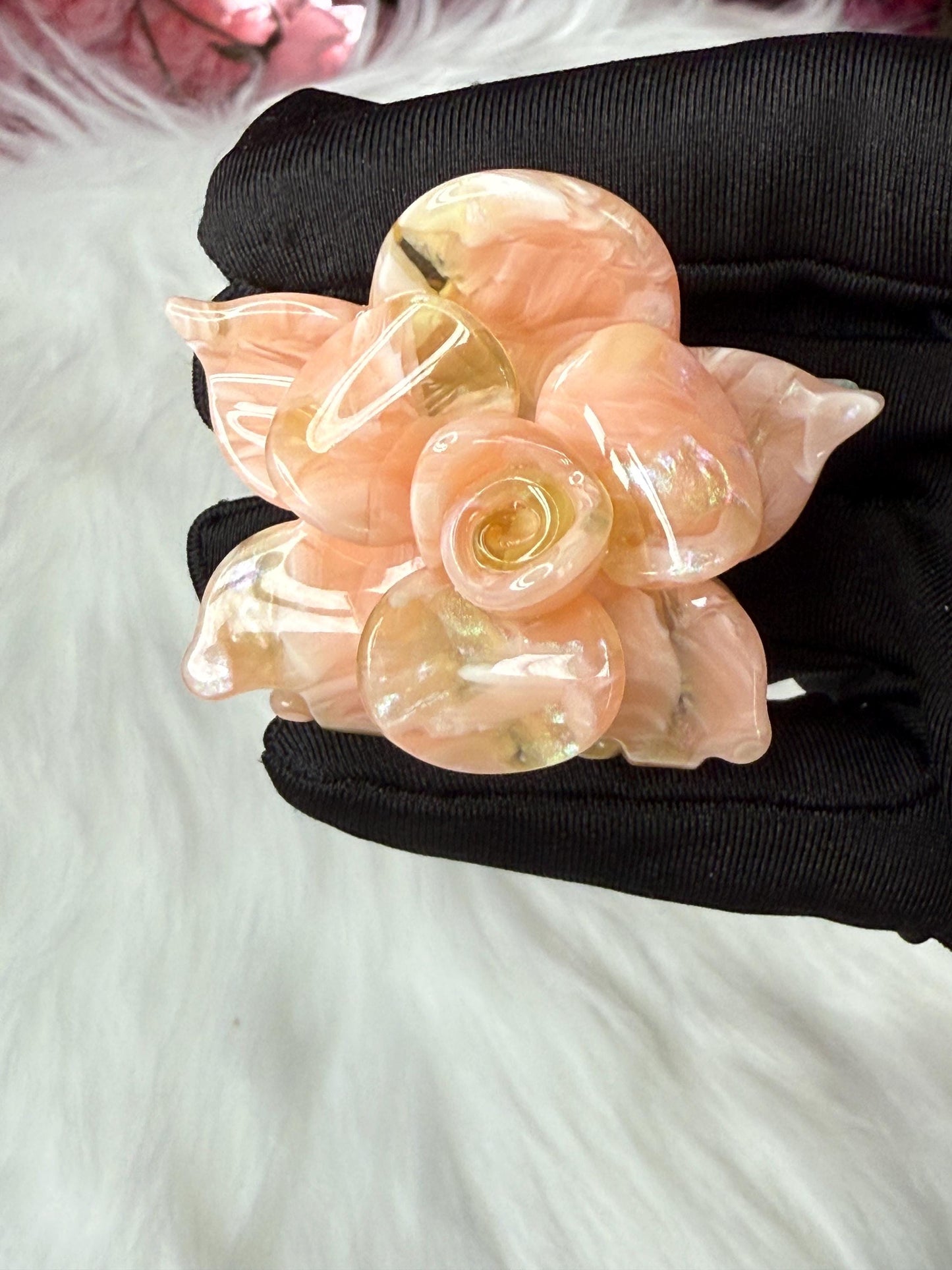 Peachy Mini Orchid Hair Claw Clip: Flower Hair Accessory