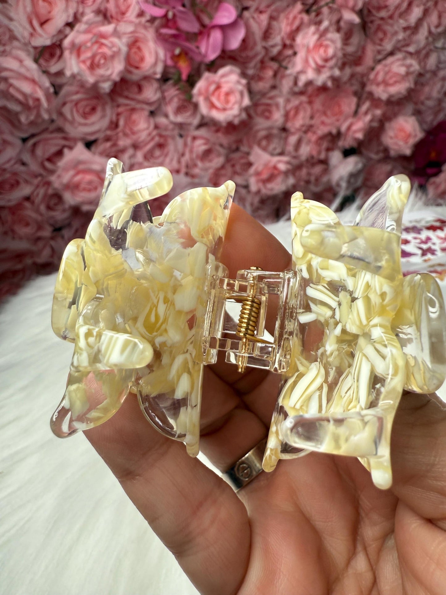 Off white Mini Orchid Hair Claw Clip: Flower Hair Accessory