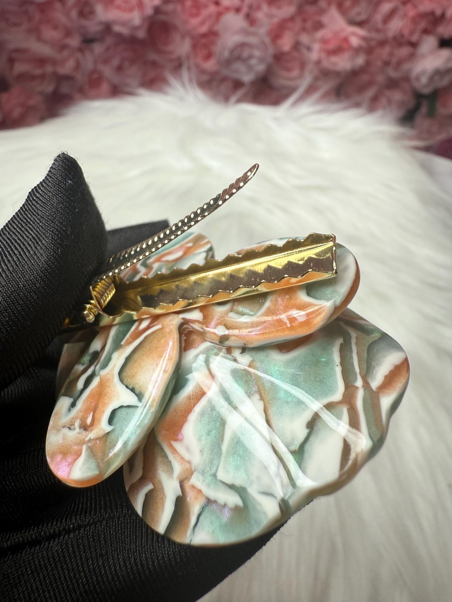 Orchid Hair Clip: Tropical Aqua Floral Barrette