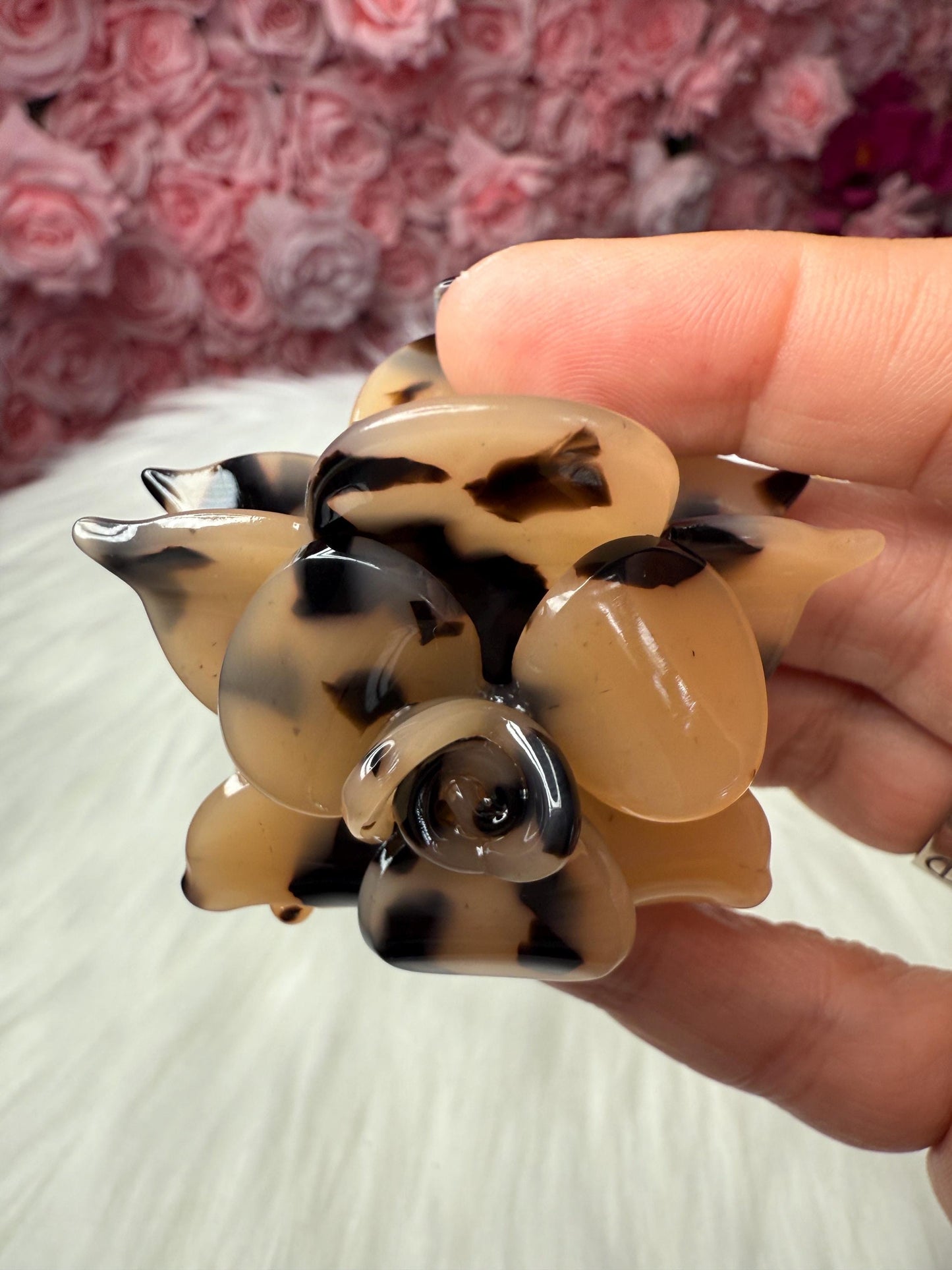 Cameo Milk Mini Orchid Hair Claw Clip: Flower Hair Accessory