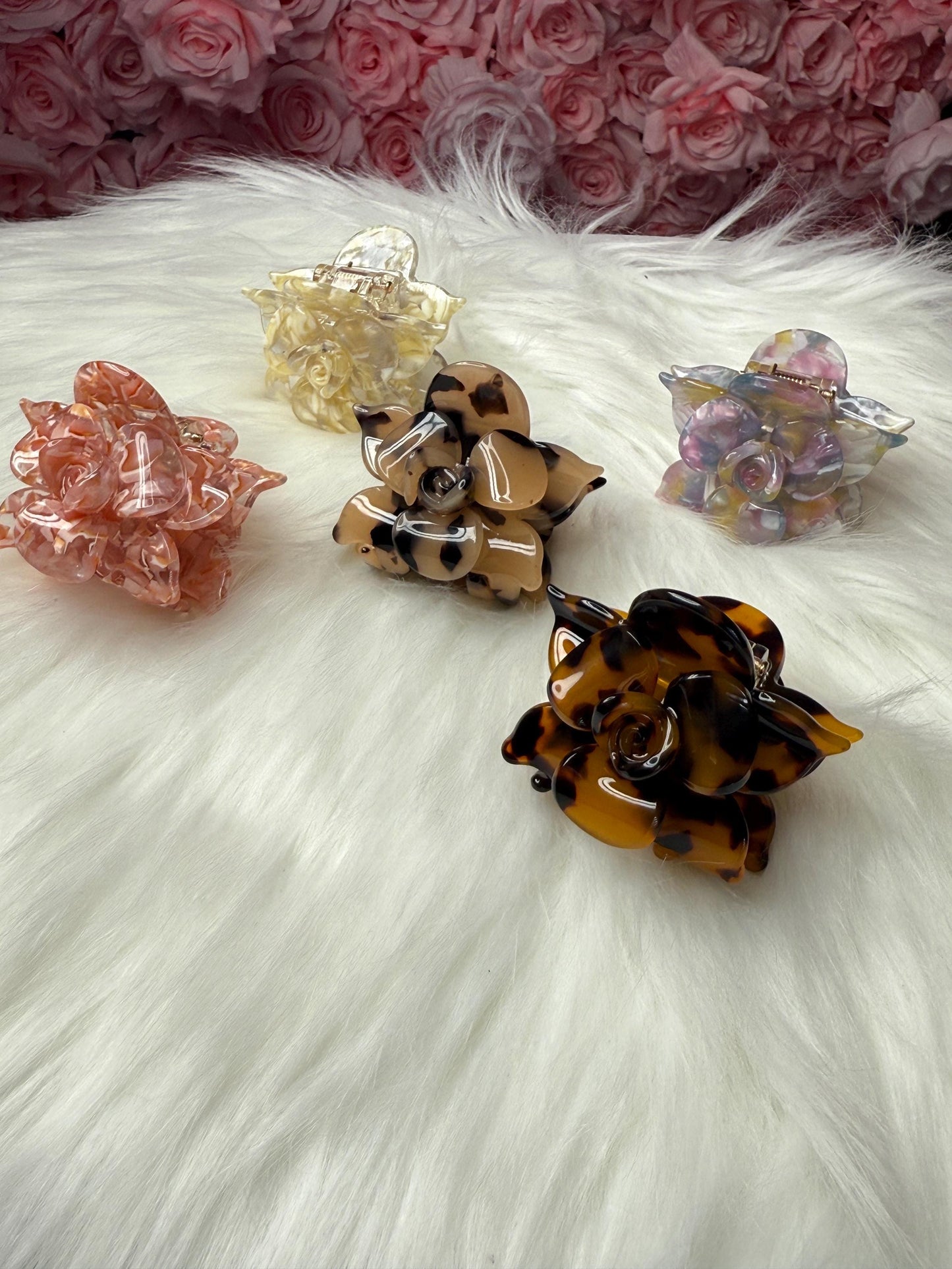Cameo Milk Mini Orchid Hair Claw Clip: Flower Hair Accessory