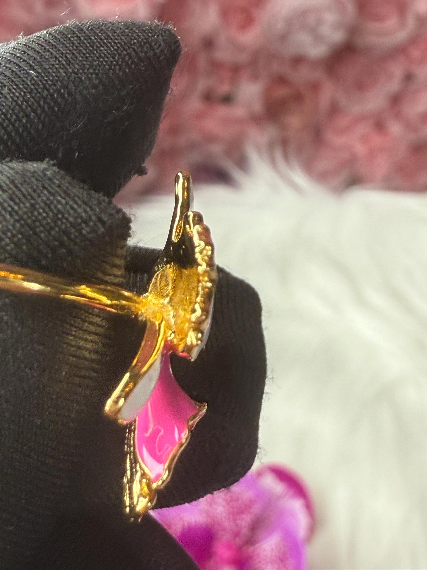 White Splash Cattleya Orchid Ring: S925 Sterling Silver - Gold plated ring
