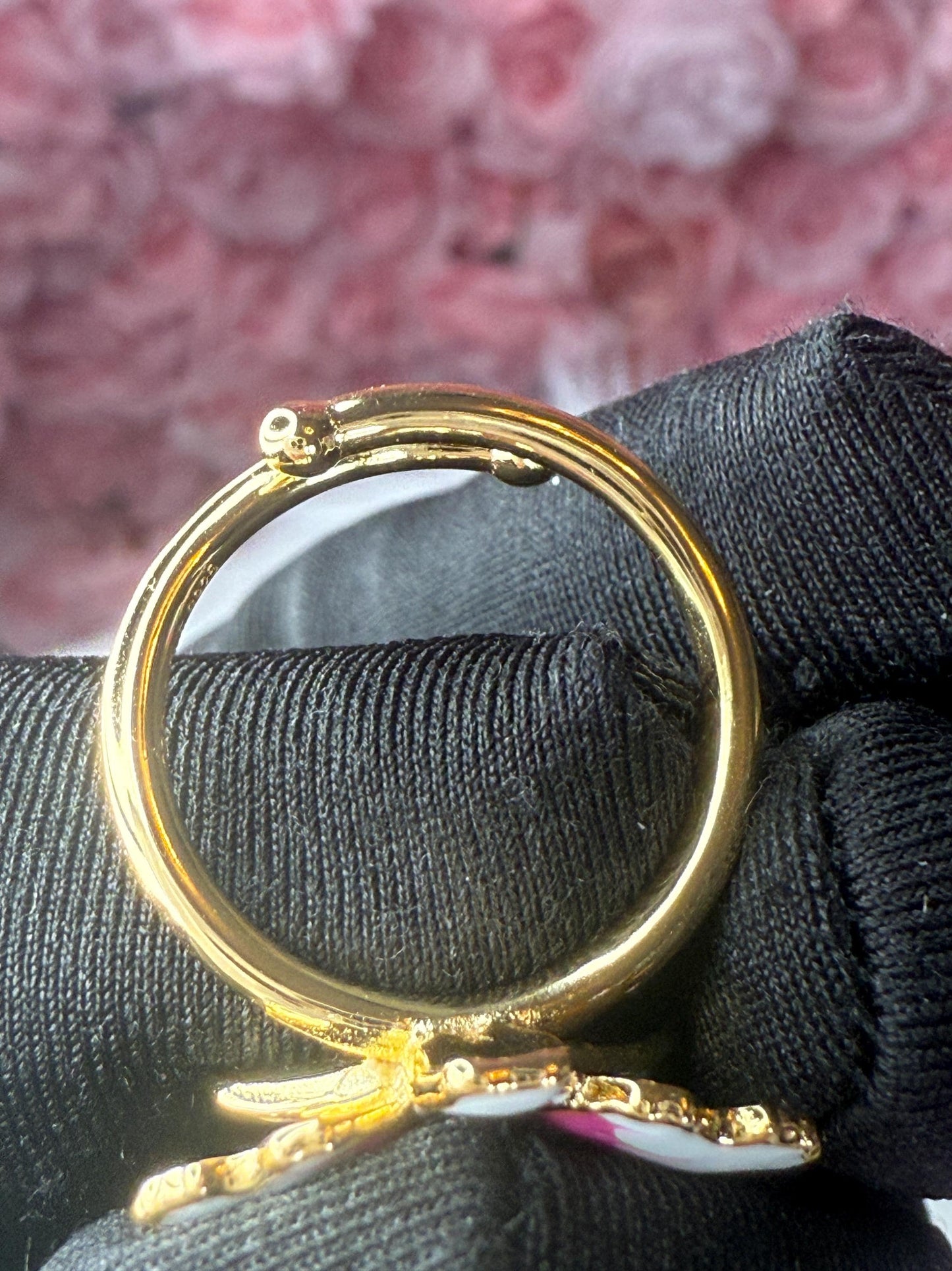 White Splash Cattleya Orchid Ring: S925 Sterling Silver - Gold plated ring
