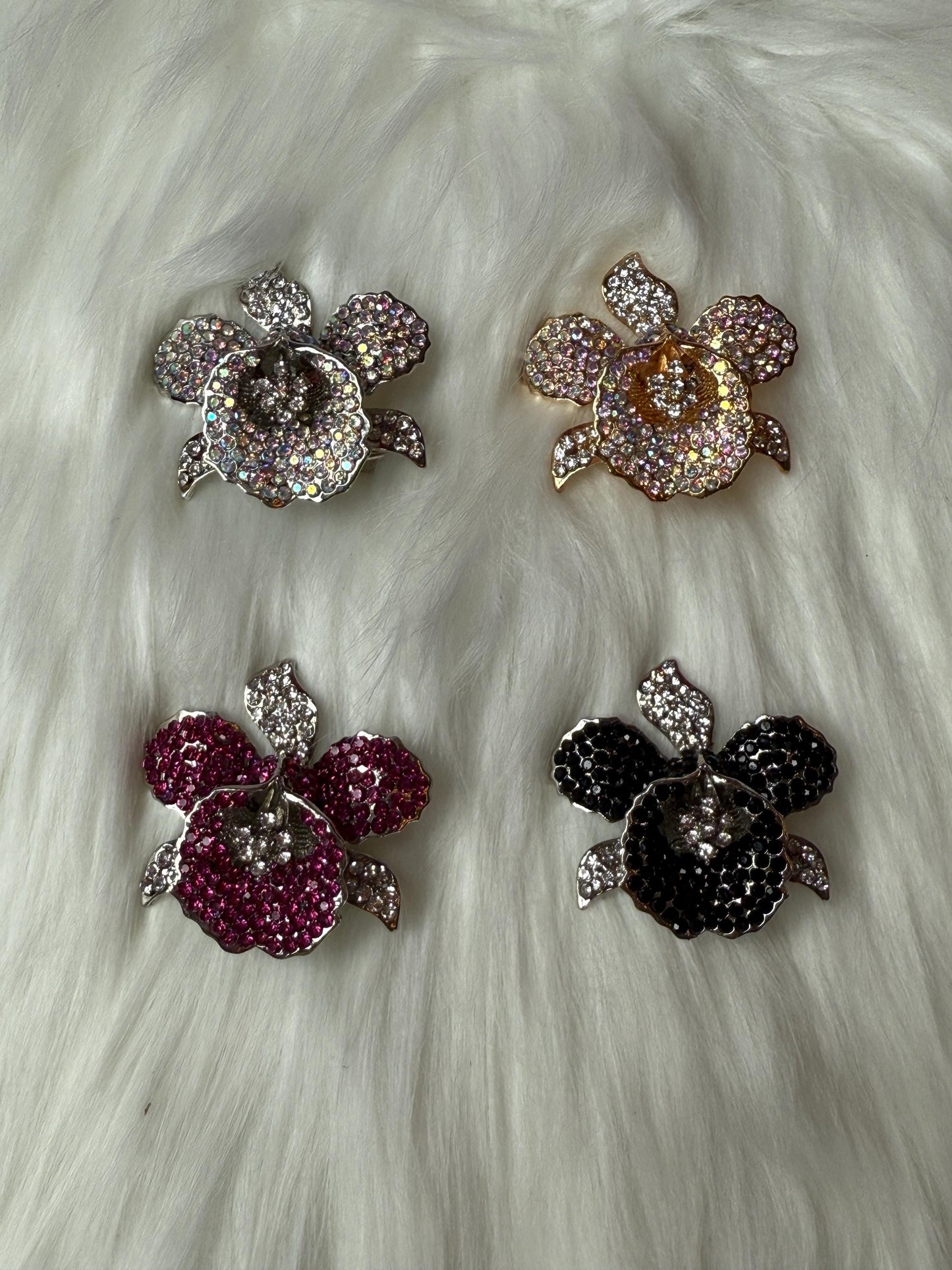 Orchid Hair Clip with Rhinestones