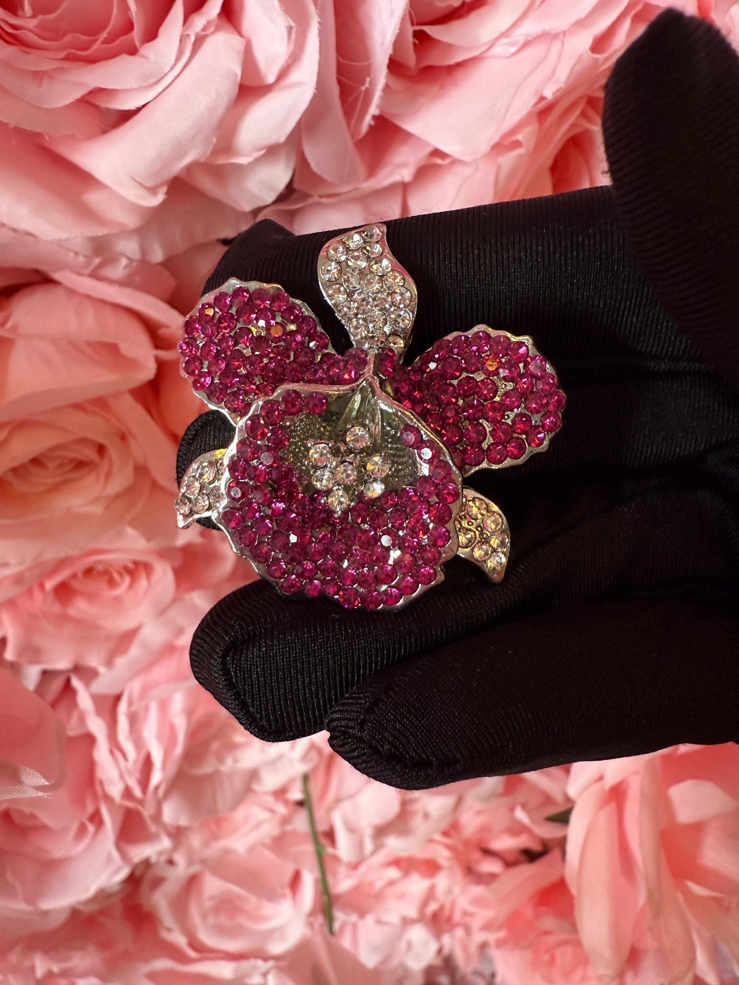 Orchid Hair Clip with Rhinestones