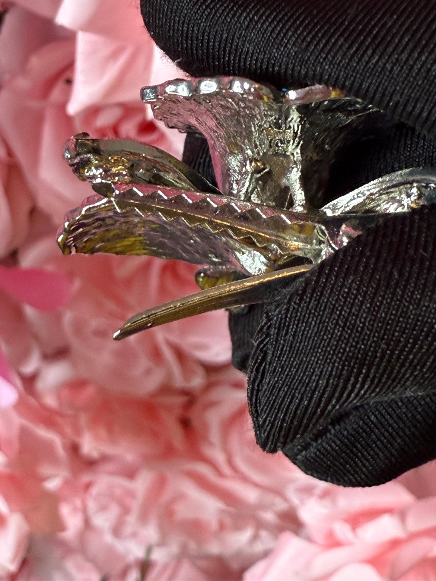 Orchid Hair Clip with Rhinestones Clear Silver