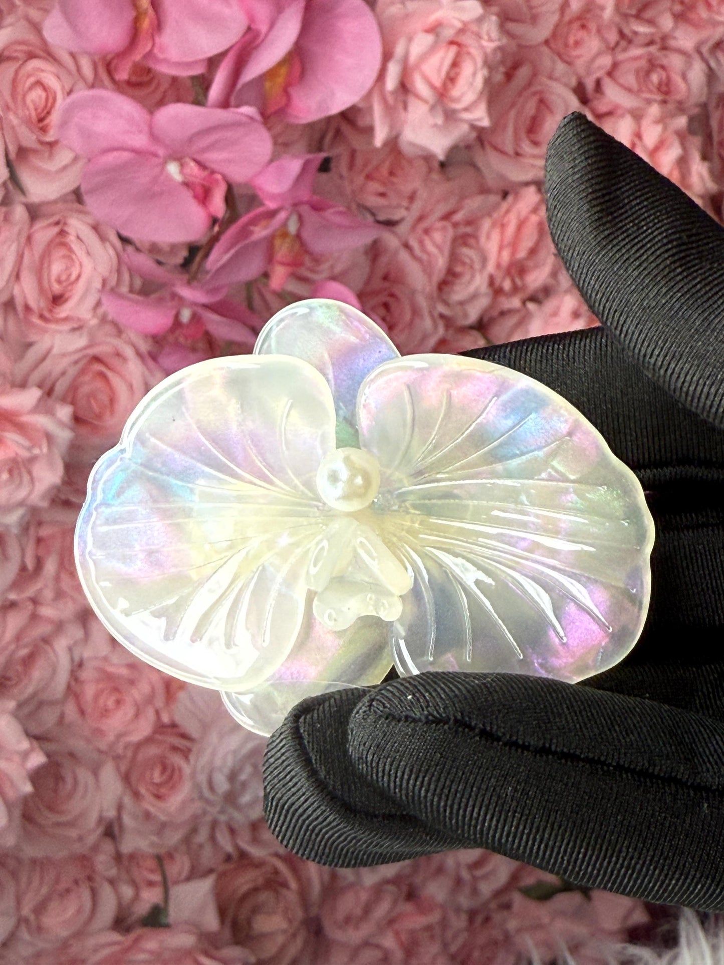 Orchid Hair Barrette • Clear Lavendar Iridescence Orchid Hair Clip • Wedding Hair Piece • Tropical Clip • Joyeria de Orquídeas