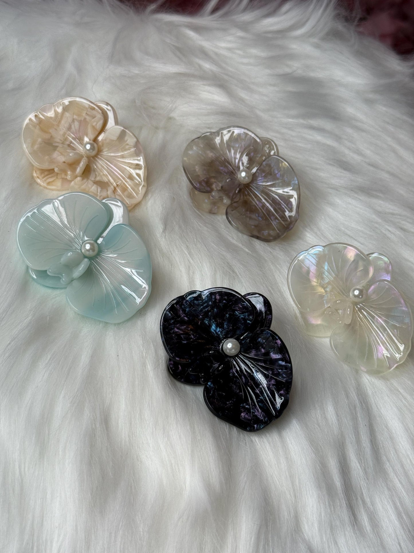 Orchid Hair Barrette • Clear Lavendar Iridescence Orchid Hair Clip • Wedding Hair Piece • Tropical Clip • Joyeria de Orquídeas