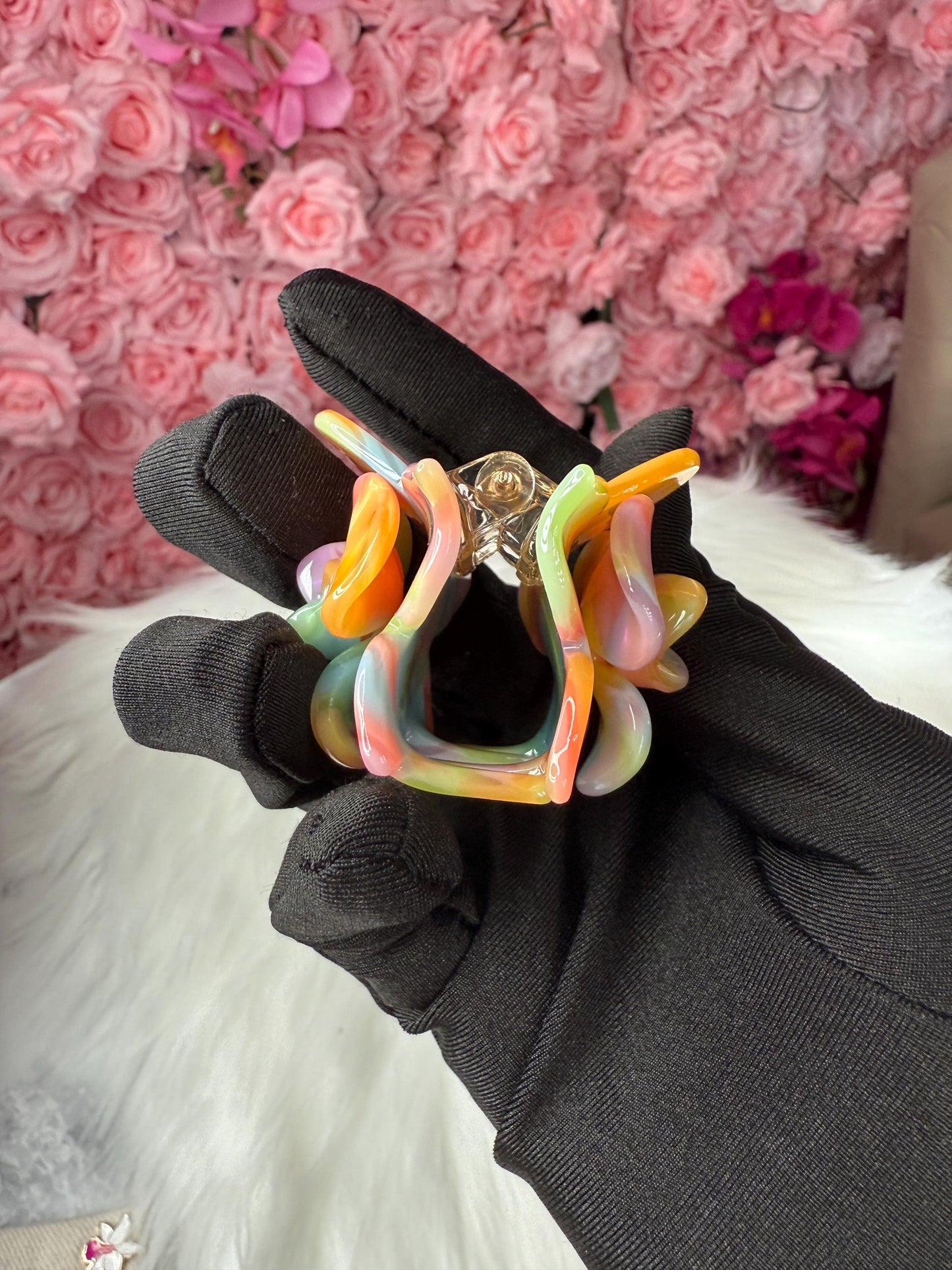 Colorful Mini Orchid Hair Claw Clip: Flower Hair Accessory