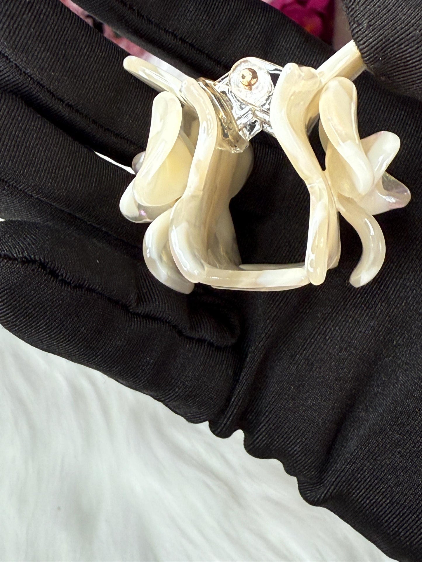 Pearl White Mini Orchid Hair Claw Clip: Flower Hair Accessory