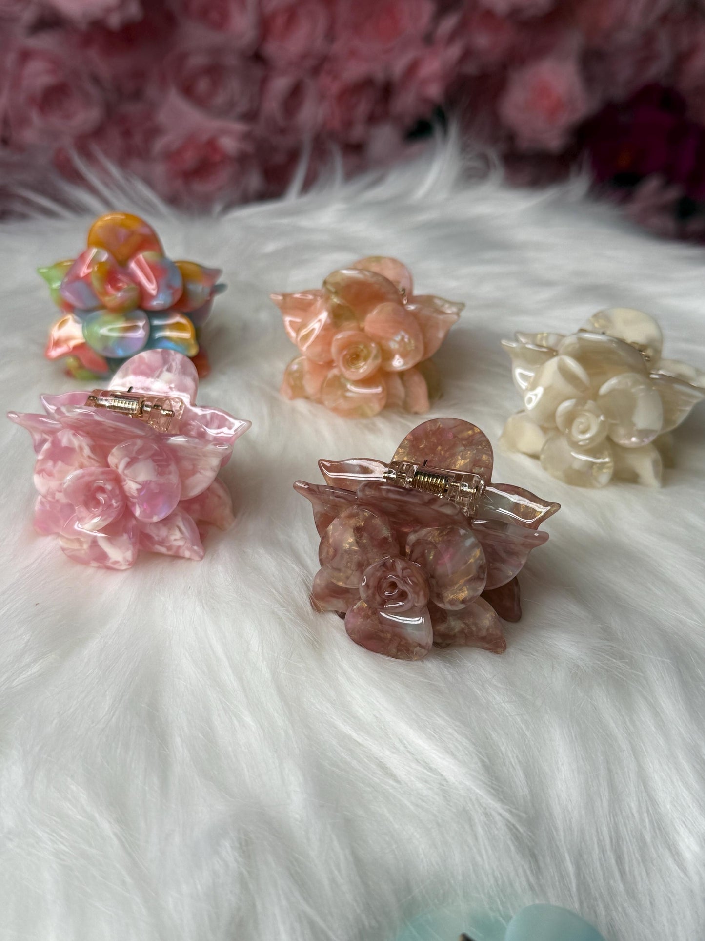 Pearl White Mini Orchid Hair Claw Clip: Flower Hair Accessory