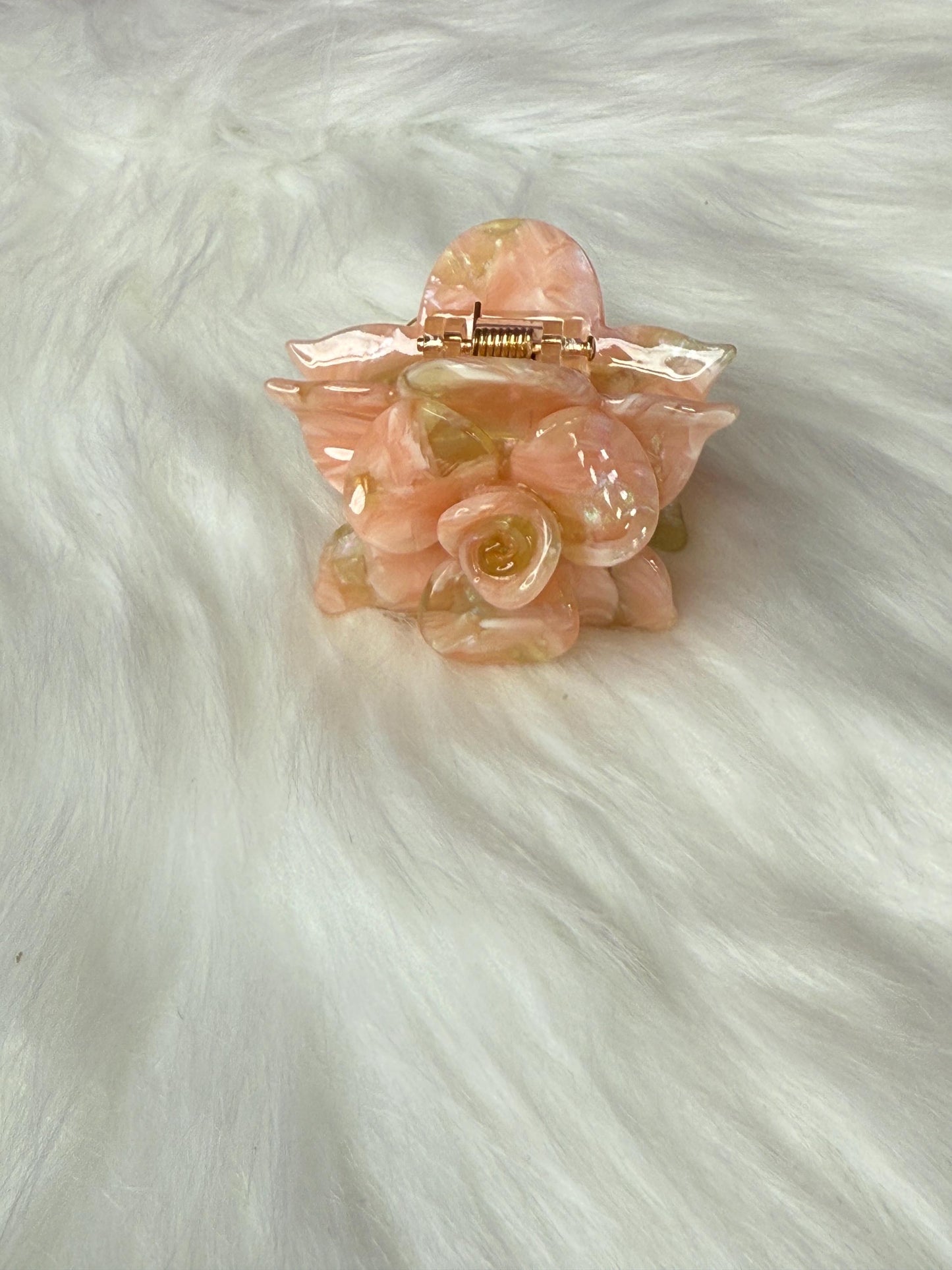 Peachy Mini Orchid Hair Claw Clip: Flower Hair Accessory