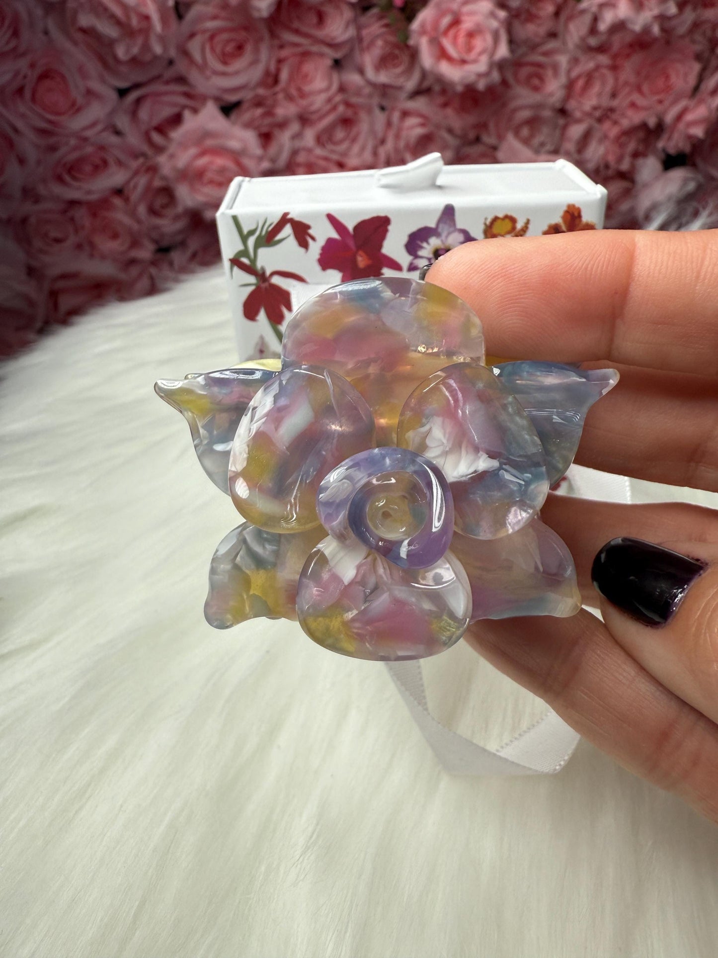 Rainbow Mini Orchid Hair Claw Clip: Flower Hair Accessory