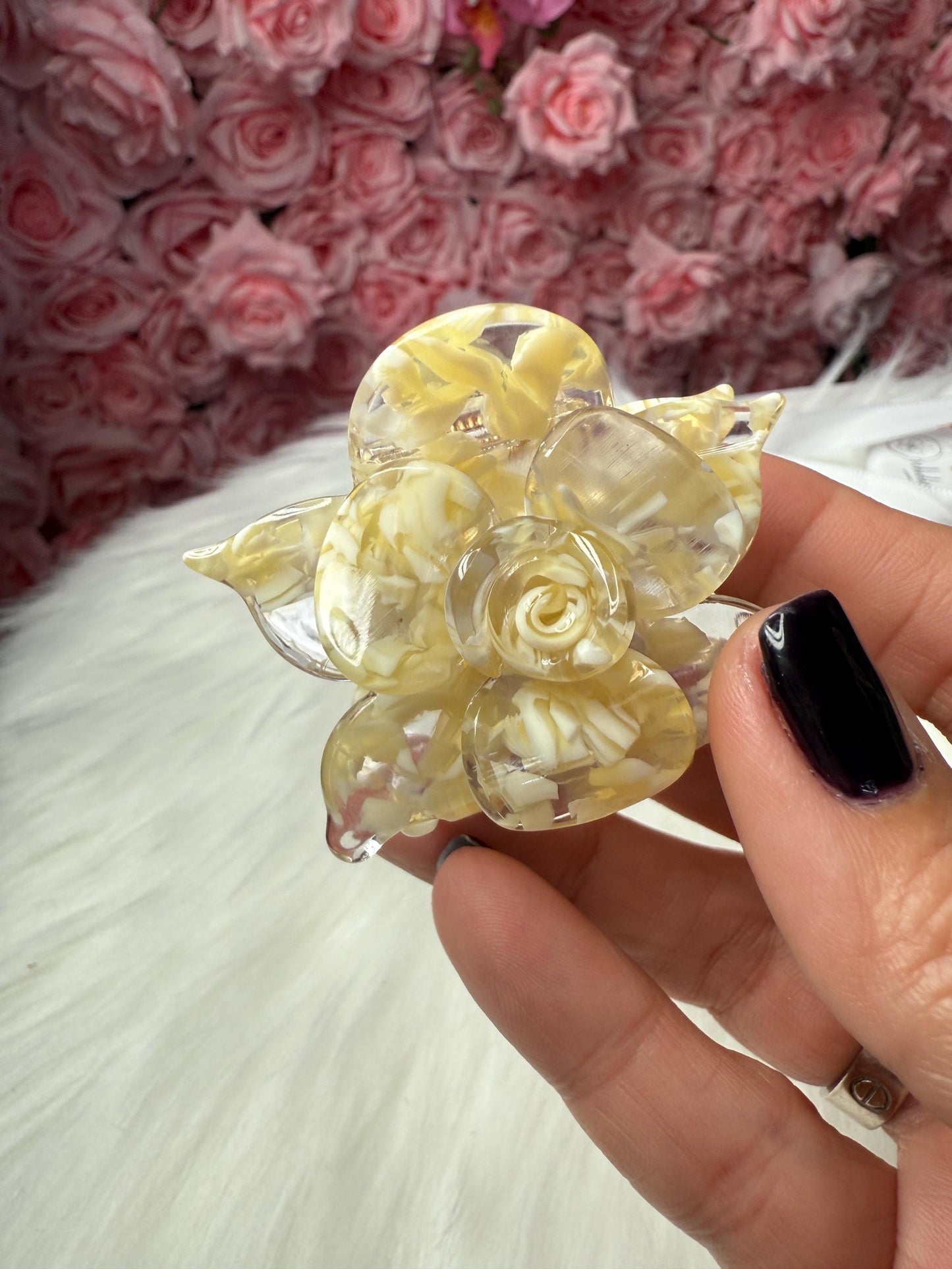 Off white Mini Orchid Hair Claw Clip: Flower Hair Accessory