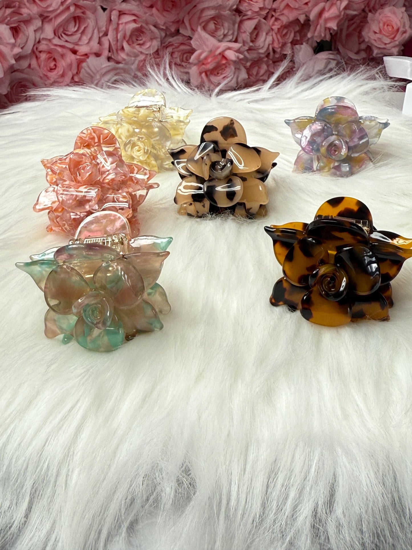 Off white Mini Orchid Hair Claw Clip: Flower Hair Accessory