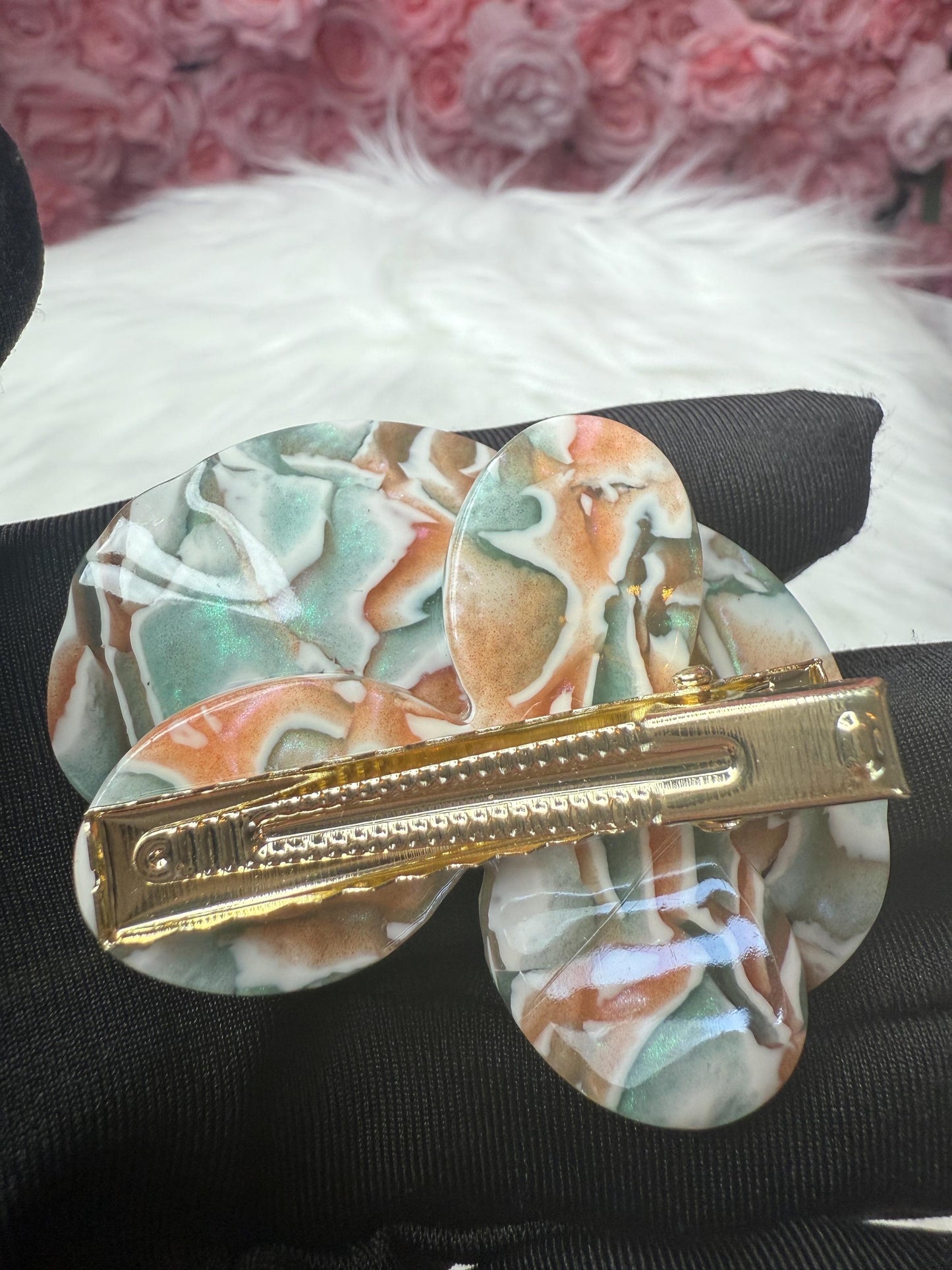 Orchid Hair Clip: Tropical Aqua Floral Barrette