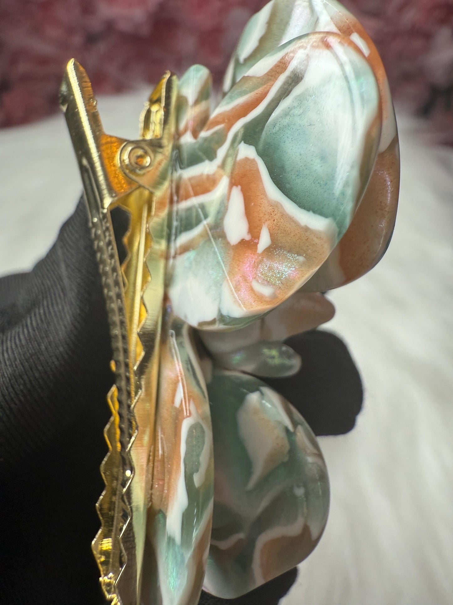 Orchid Hair Clip: Tropical Aqua Floral Barrette