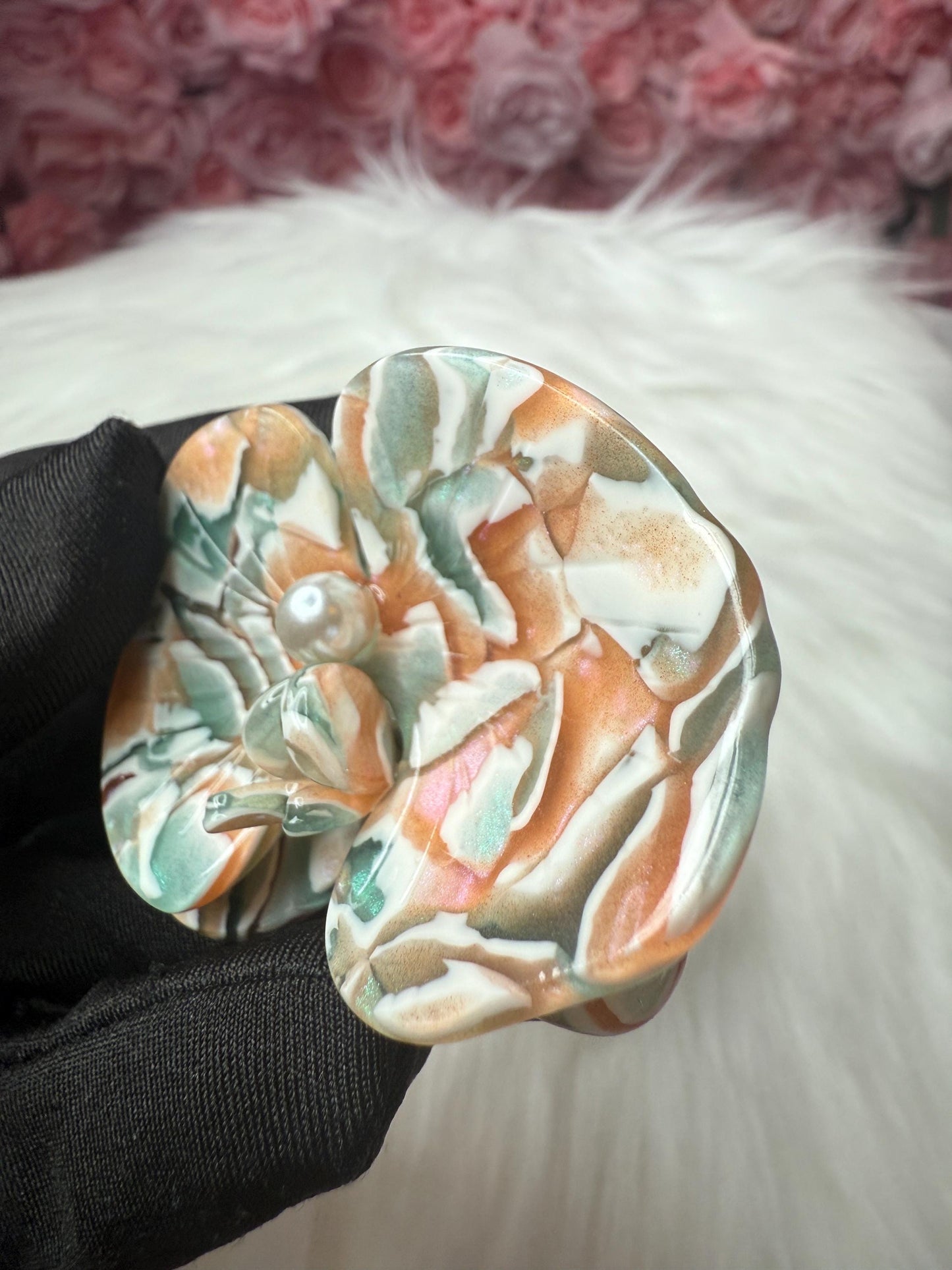 Orchid Hair Clip: Tropical Aqua Floral Barrette