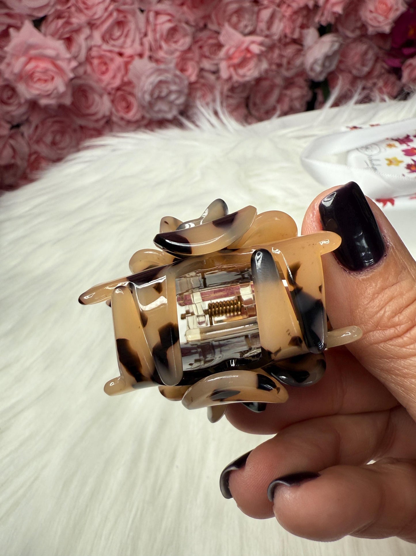 Cameo Milk Mini Orchid Hair Claw Clip: Flower Hair Accessory