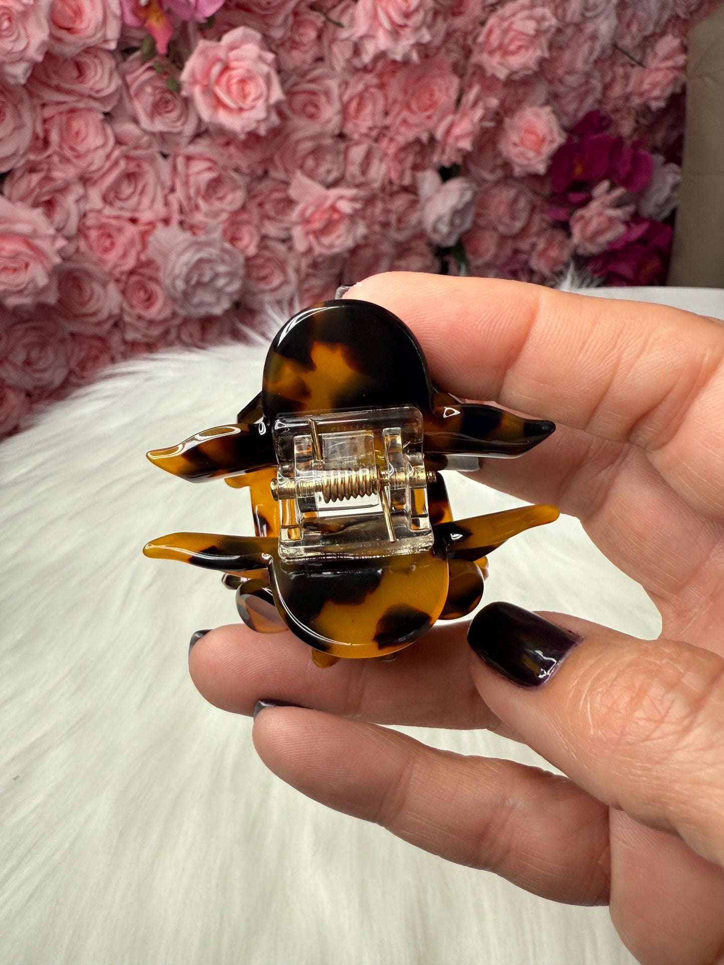 Cameo caramel Mini Orchid Hair Claw Clip: Flower Hair Accessory