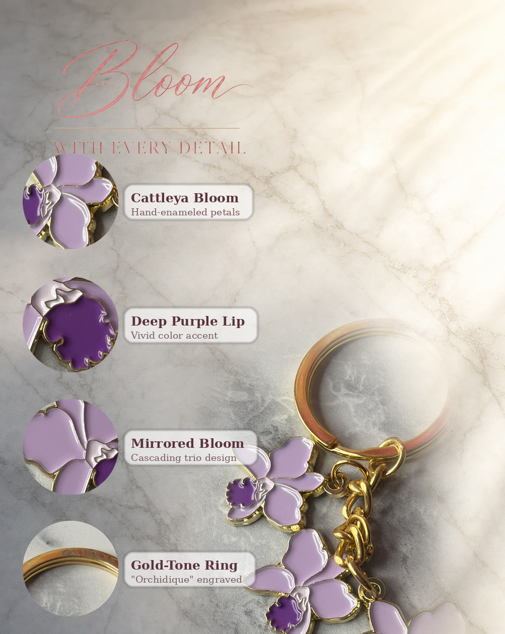 Purple Cattleya Purse Charm — Orchidique view 7