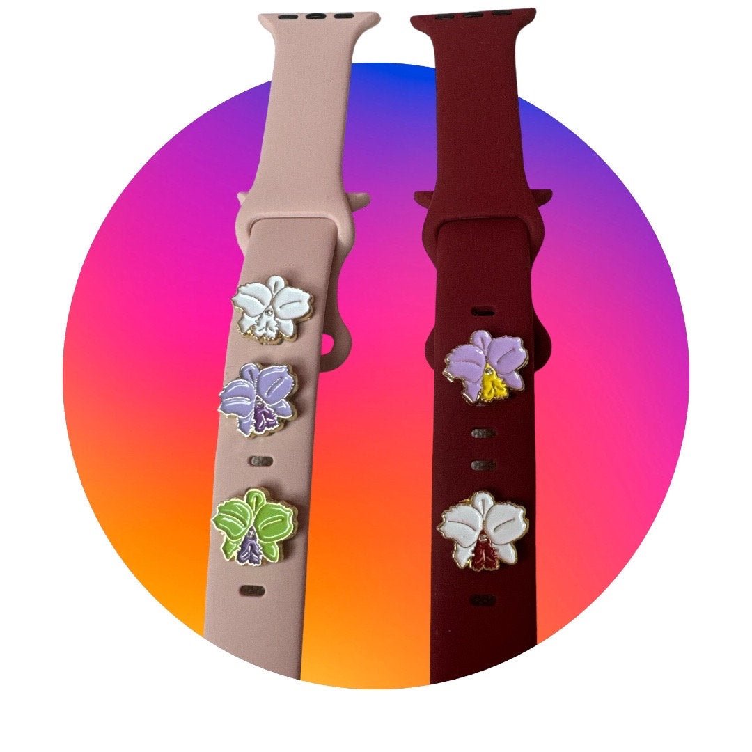 Orchid Cattleya Watch Band Charms • Orchid Flower Charms • Floral Watch Band Charms • Gift for Gardners - Orchidique