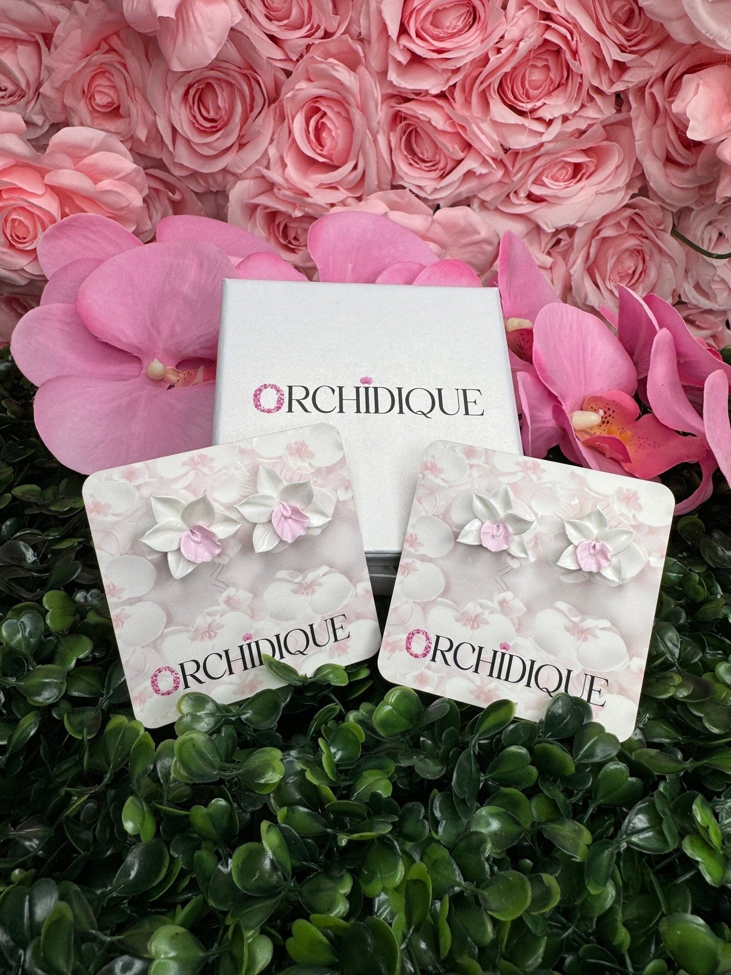 Orchid Oasis: White Cattleya Orchid Earrings • Unique Handmade Floral Jewelry • Bridesmaid Gift• Flower Earrings - Orchidique