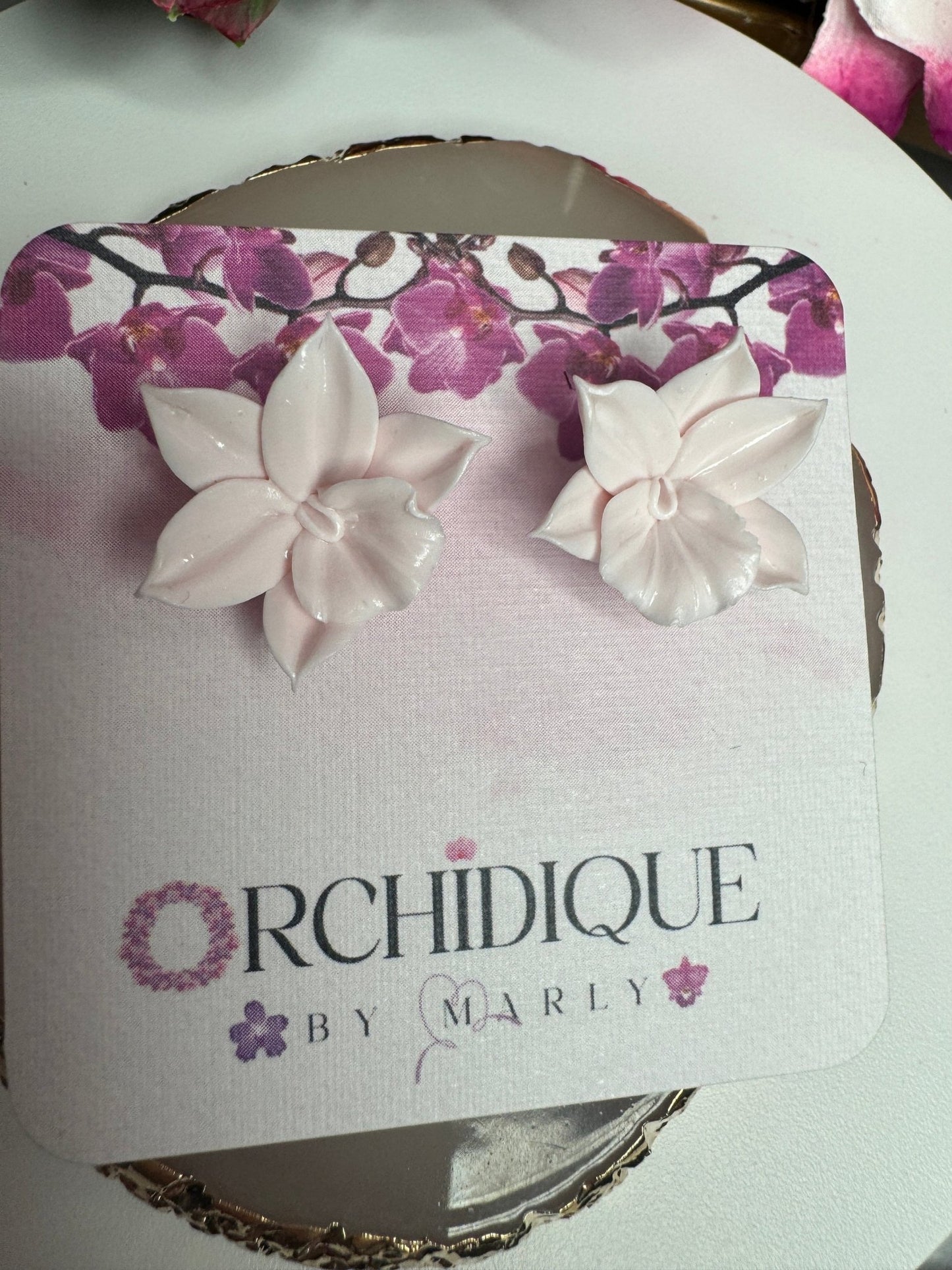 Pink Orchid Flower Earrings • Delicate Floral Jewelry • Unique Gift for Her • Wedding Jewelry • Flower Earrings - Orchidique
