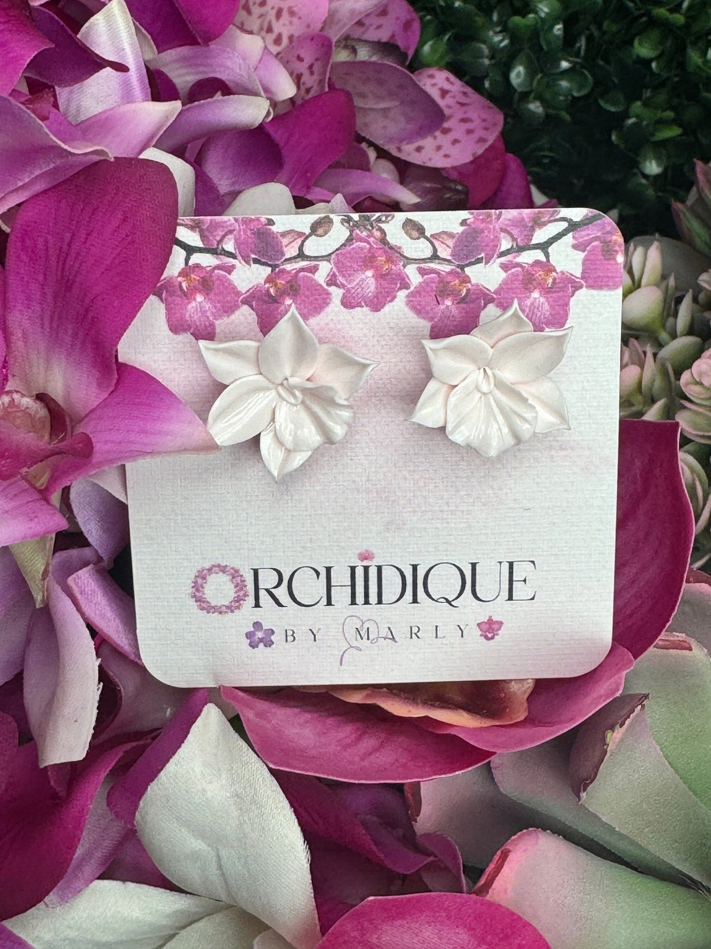 Pink Orchid Flower Earrings • Delicate Floral Jewelry • Unique Gift for Her • Wedding Jewelry • Flower Earrings - Orchidique