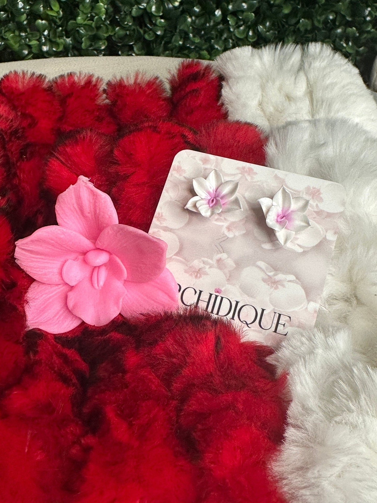 Whimsical: White and Pink Cattleya Orchid Earrings • Handmade Flower Jewelry • Bridesmaid Gift• Flower Earrings - Orchidique