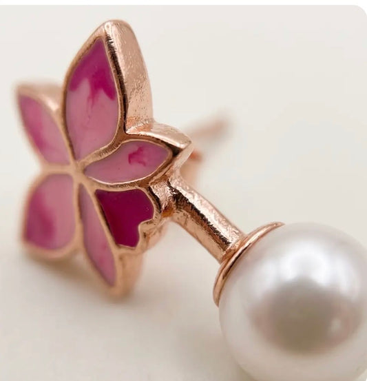Signature Orchid Stud Earrings • Cattleya Trianae • Pink Pearl Jacket • Rose Gold