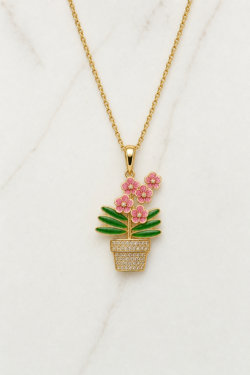 Vanda Orchid Potted Plant Necklace — Orchidique view 2