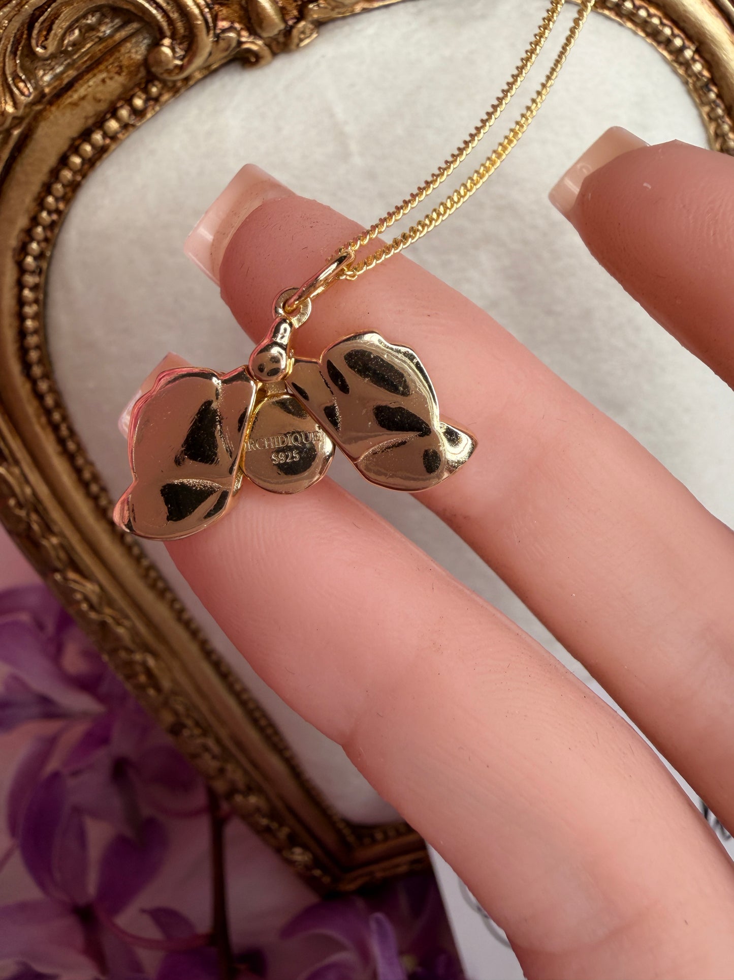 The Locket Collection: Dendrobium Gold 14k Orchid Locket Pendant Necklace –"I Love You," "Te Amo," or "Je T'aime" - Orchidique