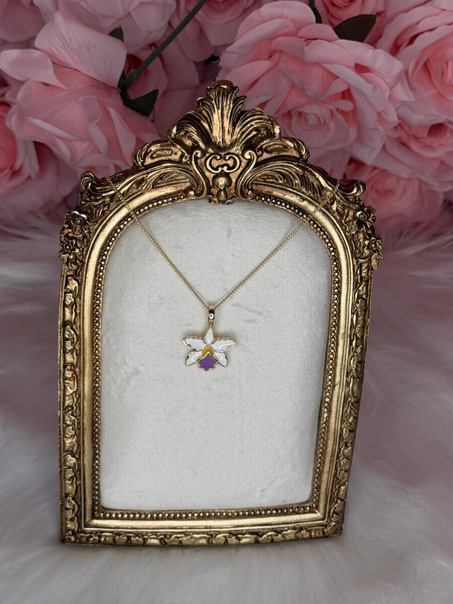 La Colombiana Collection: White & Purple Cattleya Trianae Orchid Jewelry Set - Orchidique
