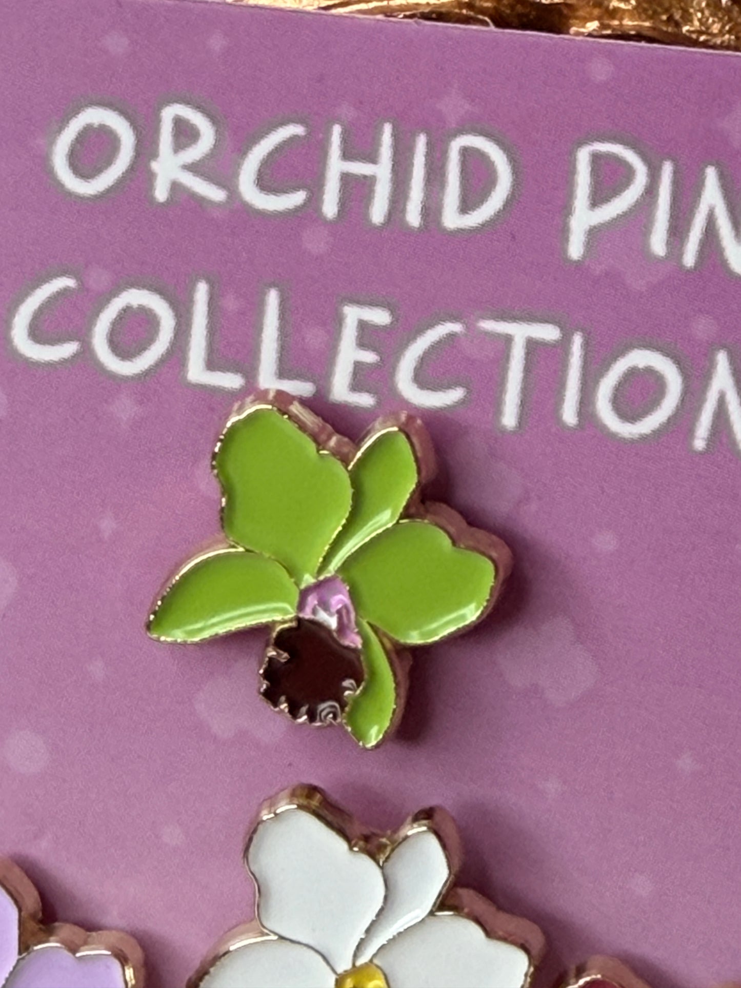Mini Cattleya Luddy inspired Orchid Flower Enamel Pin - Orchidique