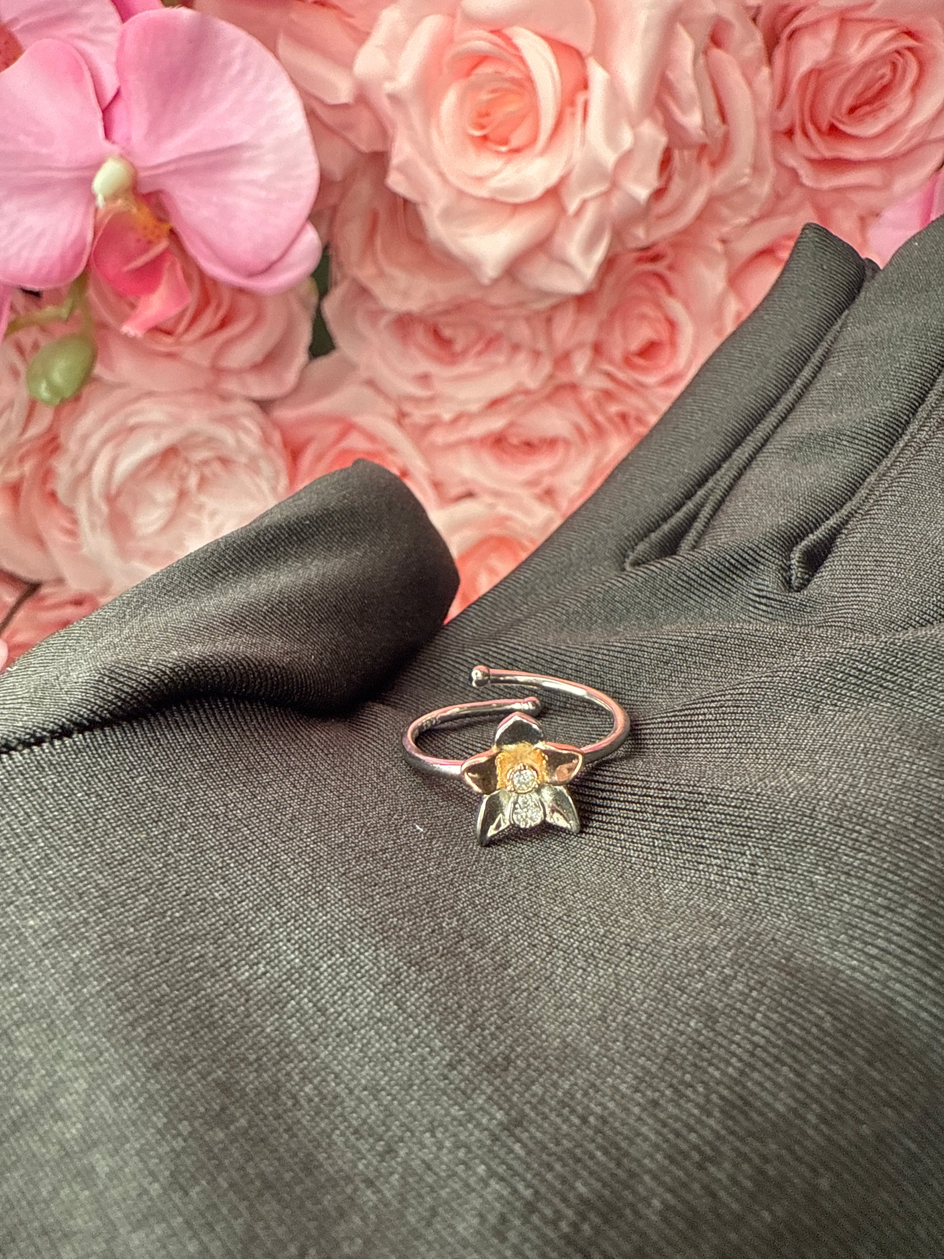 Petal Promise Collection: Two Tone Orchid Flower Ring - Orchidique