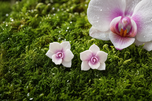 Whimsical Collection: White and Pink Phalaenopsis Orchid Earrings