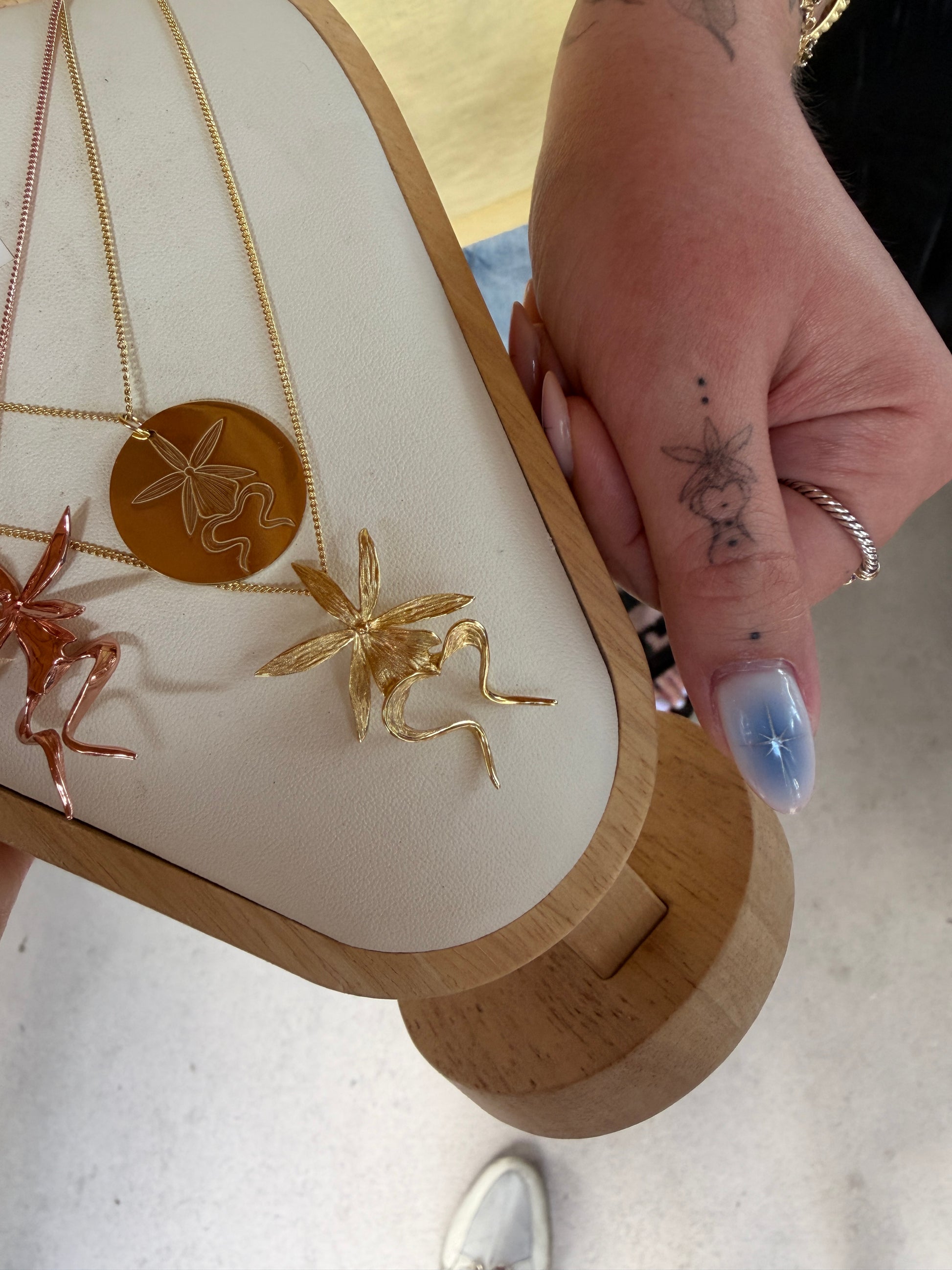 Ghost Orchid 14k Plated Gold Pendant Necklace - Orchidique