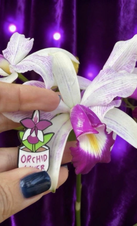 Orchid Lover Pin- Cattleya Violacea Orchid Flower Enamel Pin