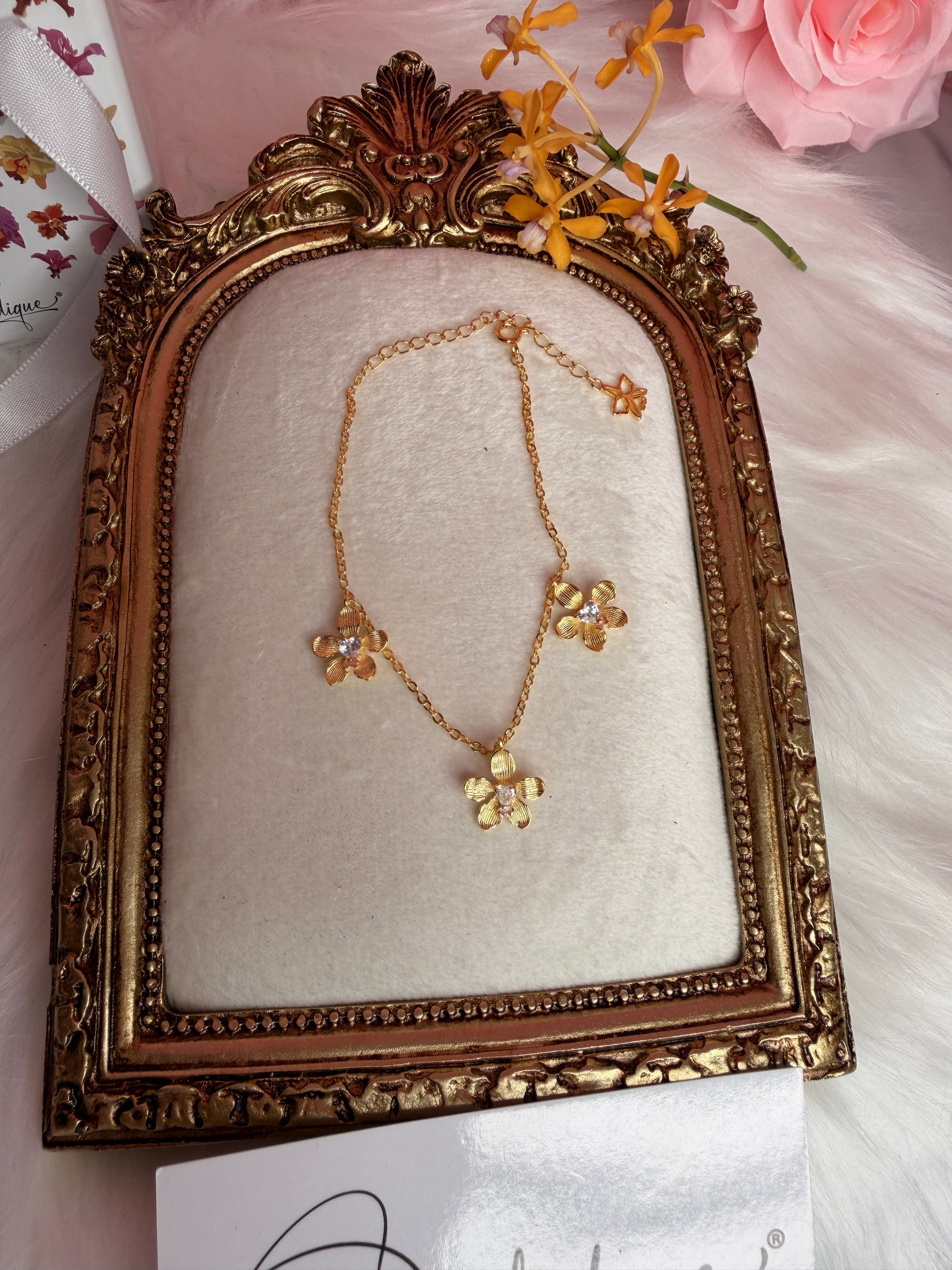 Vanda Loke Triple Orchid Bracelet : Gold Plated - Orchidique